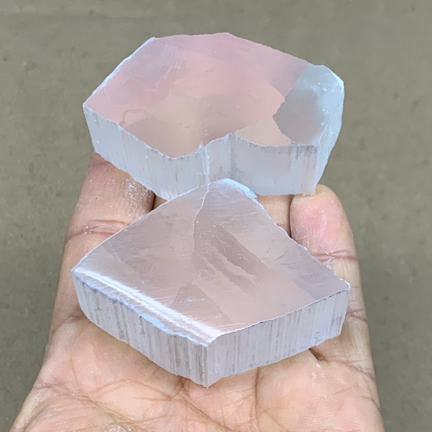 0.33 lbs, 2.3"-2.4", 2pcs, Natural Clear Selenite Crystal Slab Gemstone, B36930