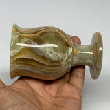 258g, 3.7"x2.4" Natural Green Onyx Cup Gemstone from Afghanistan, B31992