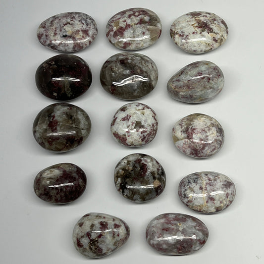 2.2 Lbs, 1.7"-2.3", 14pcs, Rubellite Tourmaline Palm-Stone Polished, B21034