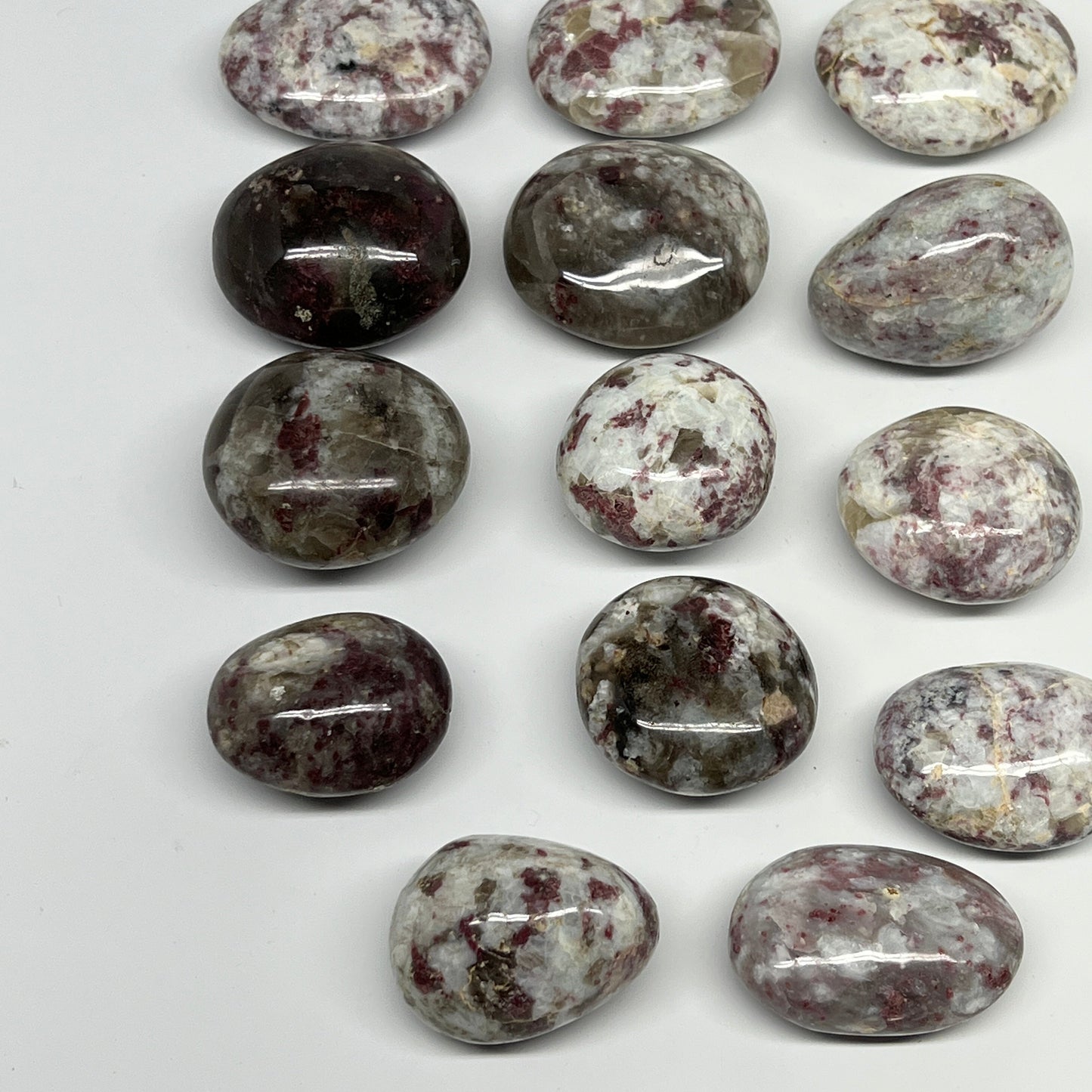 2.2 Lbs, 1.7"-2.3", 14pcs, Rubellite Tourmaline Palm-Stone Polished, B21034