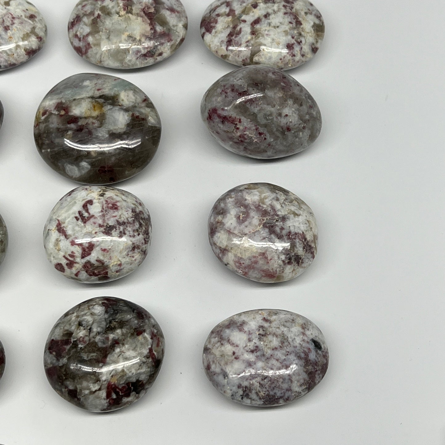 2.2 Lbs, 1.7"-2.3", 14pcs, Rubellite Tourmaline Palm-Stone Polished, B21034