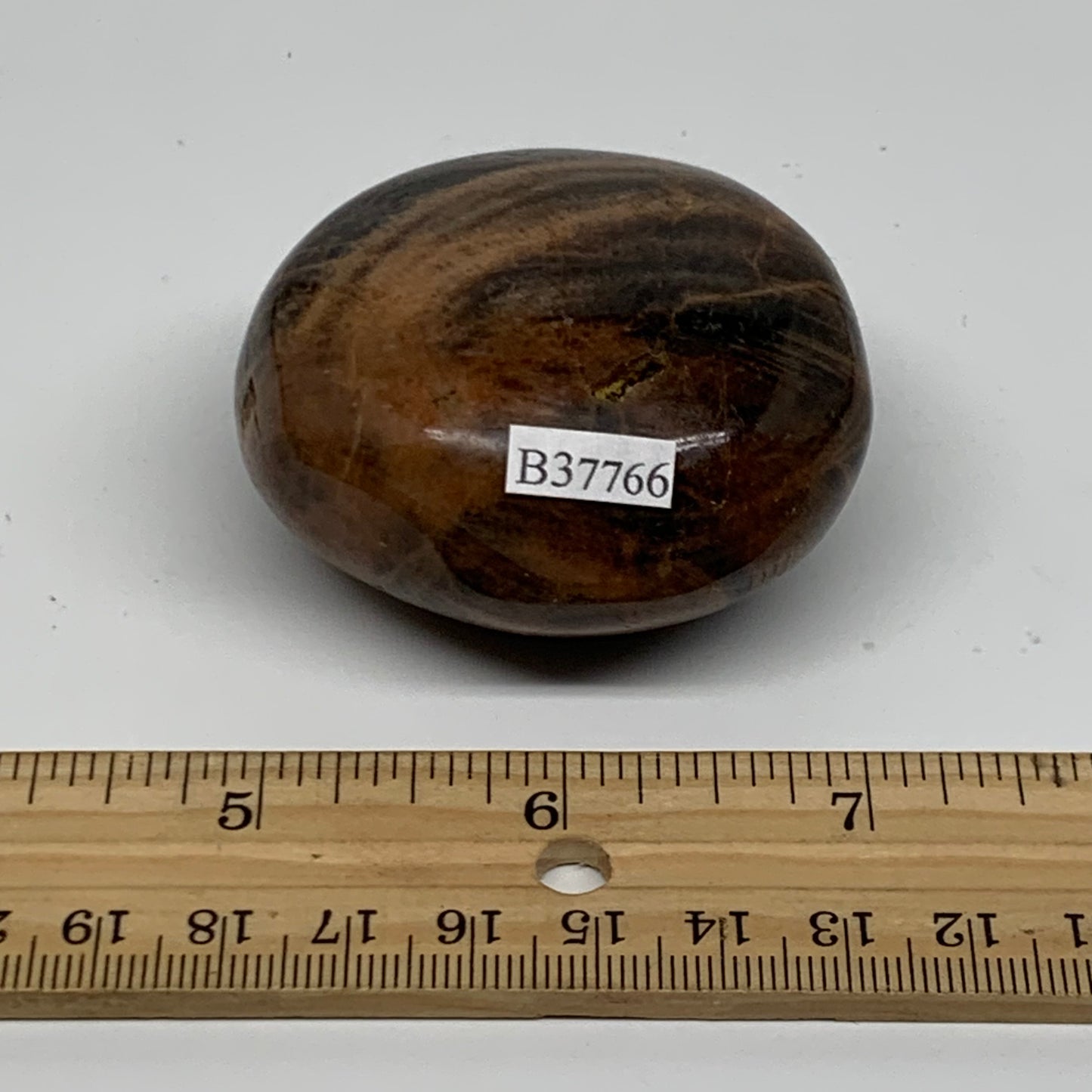 132.1g, 2.2"x2"x1.3",  Black Moonstone Crystal Palm-Stone Polished, B37766