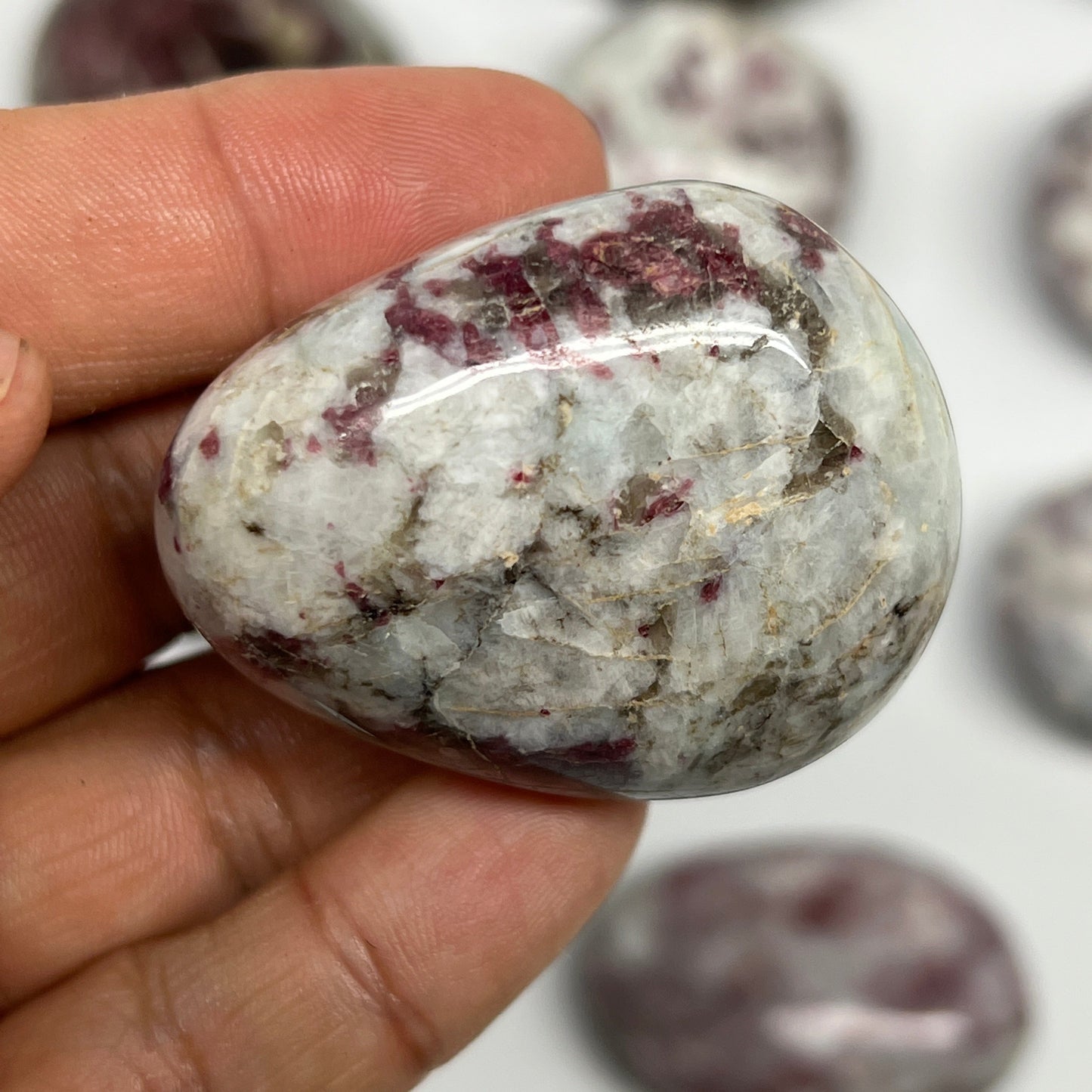 2.2 Lbs, 1.7"-2.3", 14pcs, Rubellite Tourmaline Palm-Stone Polished, B21034