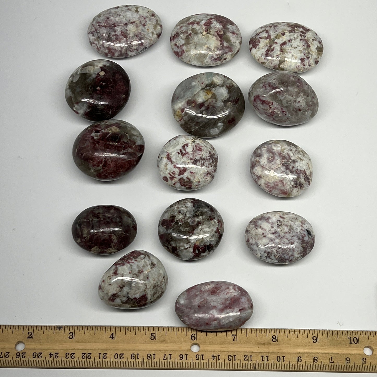 2.2 Lbs, 1.7"-2.3", 14pcs, Rubellite Tourmaline Palm-Stone Polished, B21034