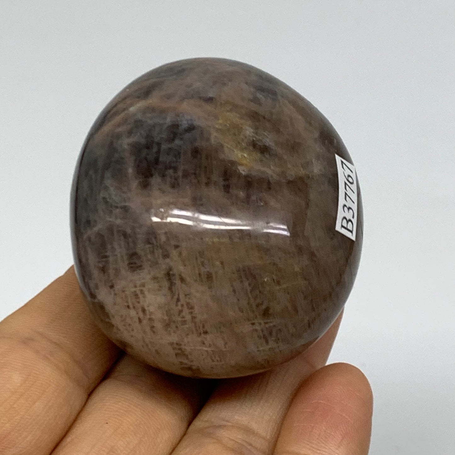 132.3g, 2.2"x1.9"x1.5",  Black Moonstone Crystal Palm-Stone Polished, B37767