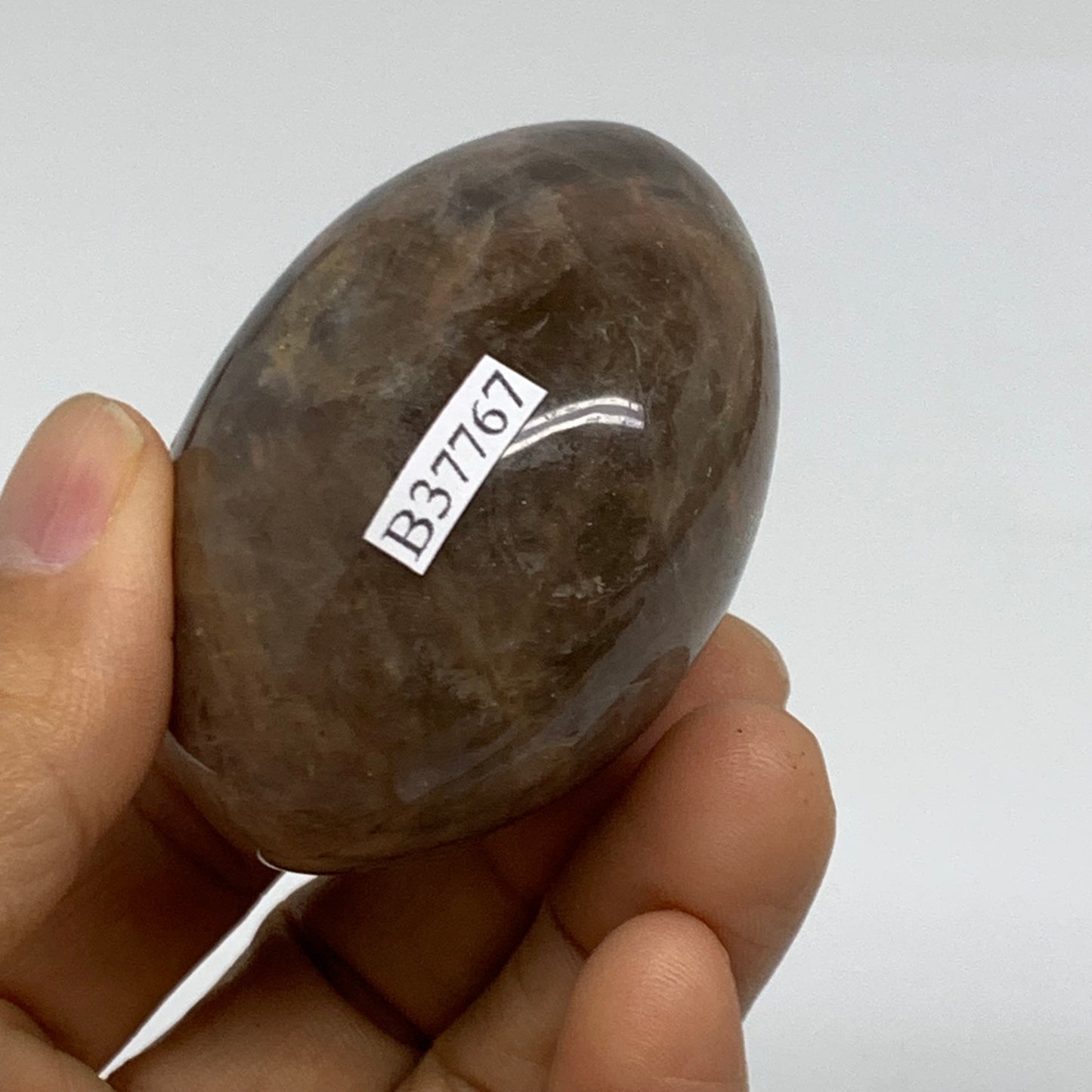 132.3g, 2.2"x1.9"x1.5",  Black Moonstone Crystal Palm-Stone Polished, B37767