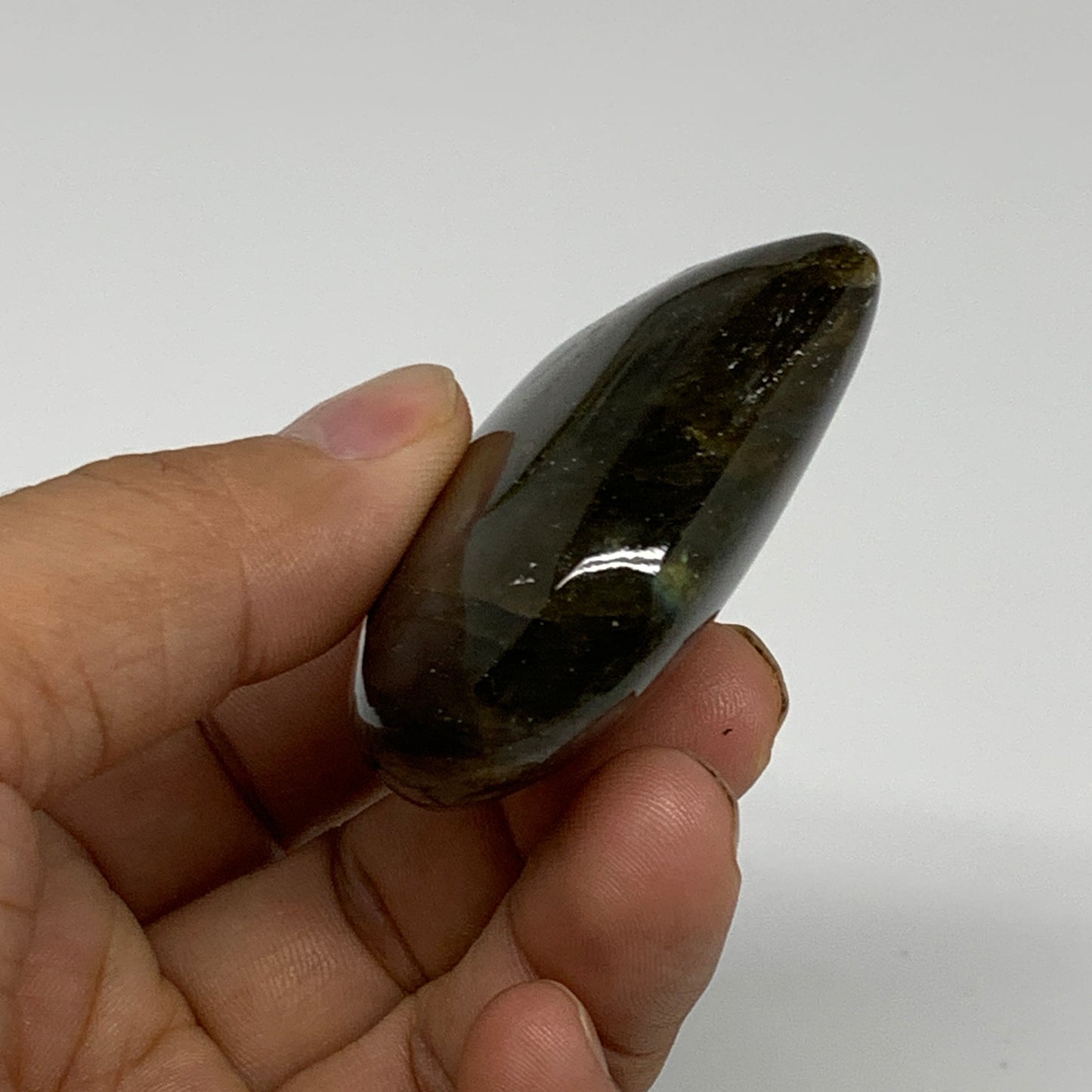73.9g, 2"x2.1"x0.8", Natural Labradorite Heart Polished Crystal, B35499