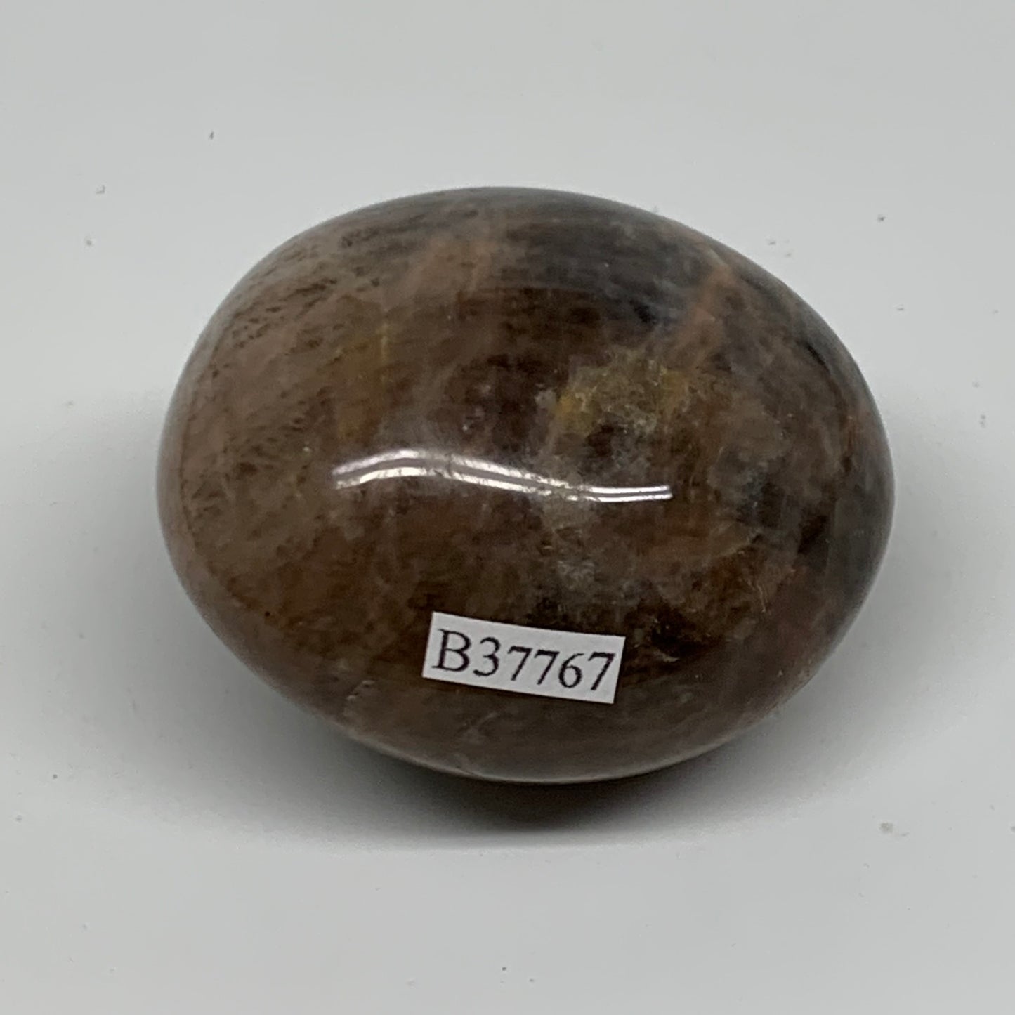 132.3g, 2.2"x1.9"x1.5",  Black Moonstone Crystal Palm-Stone Polished, B37767