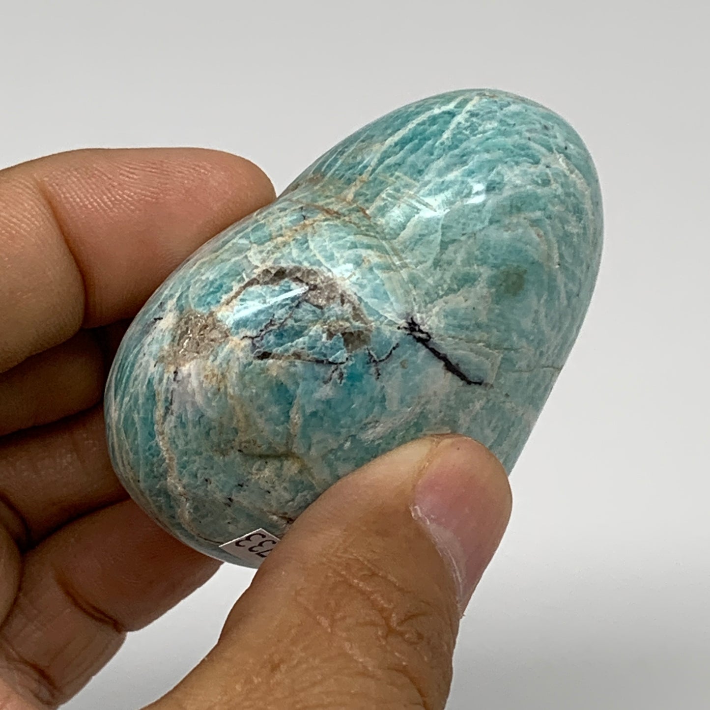 107.2g, 2"x"2.2"x1", Natural Amazonite Heart Polished Gemstone, B34733