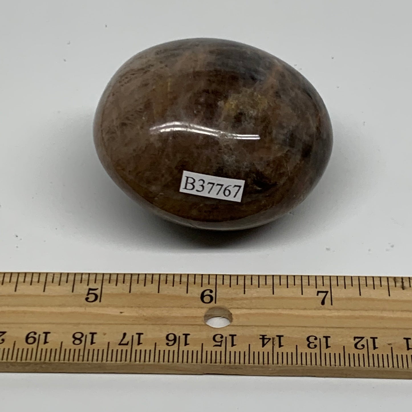 132.3g, 2.2"x1.9"x1.5",  Black Moonstone Crystal Palm-Stone Polished, B37767