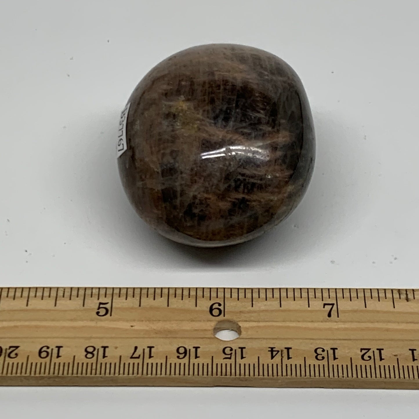 132.3g, 2.2"x1.9"x1.5",  Black Moonstone Crystal Palm-Stone Polished, B37767