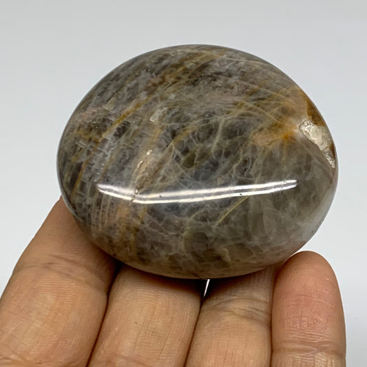 106.6g, 2.2"x2"x1",  Black Moonstone Crystal Palm-Stone Polished, B37768