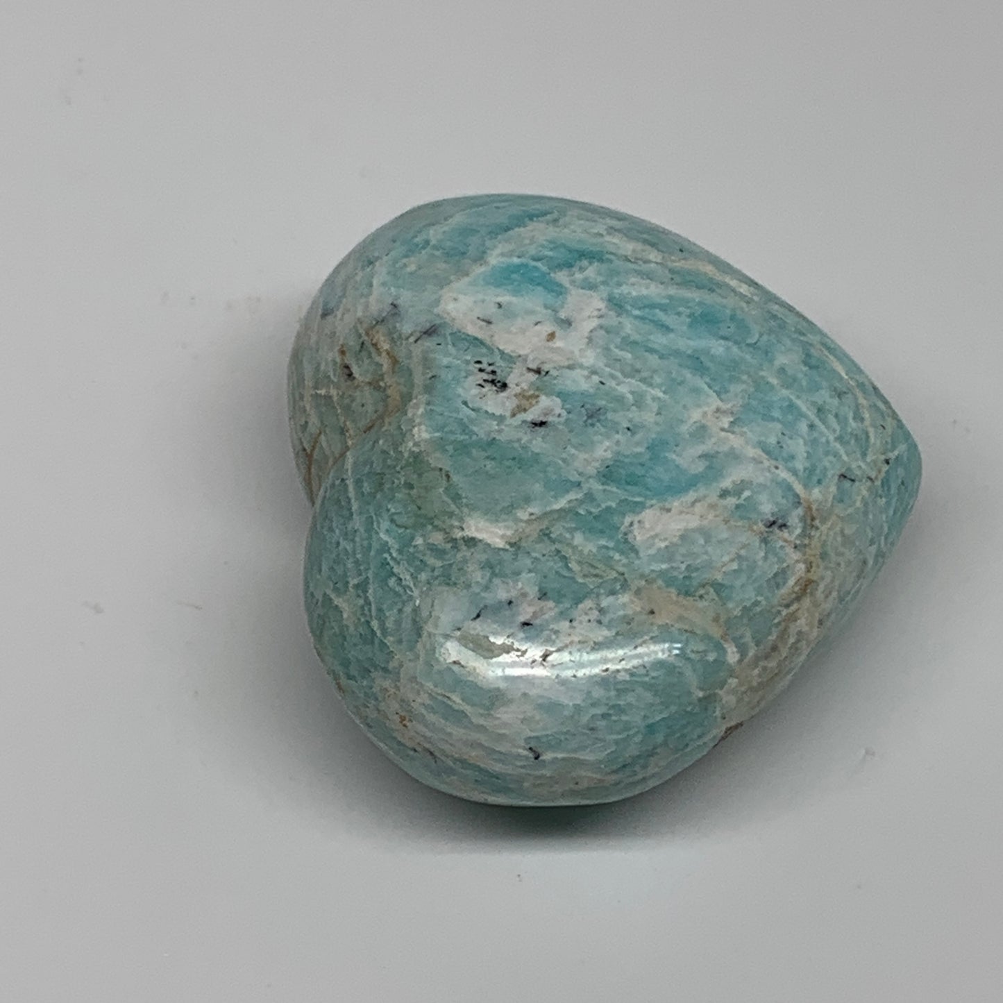 107.2g, 2"x"2.2"x1", Natural Amazonite Heart Polished Gemstone, B34733
