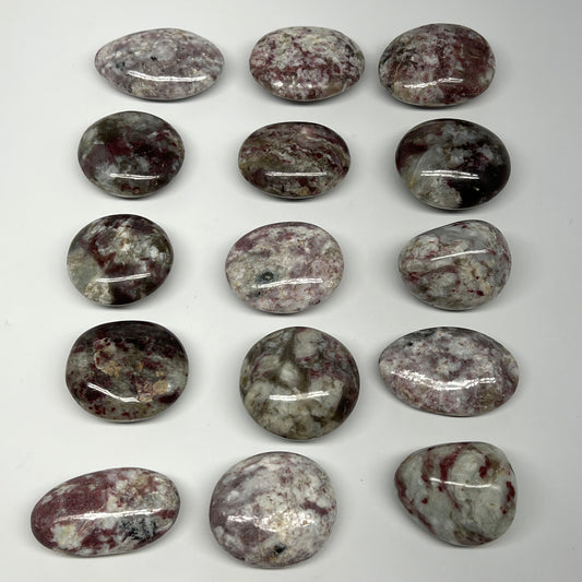 2.2 Lbs, 1.8"-2.5", 15pcs, Rubellite Tourmaline Palm-Stone Polished, B21036