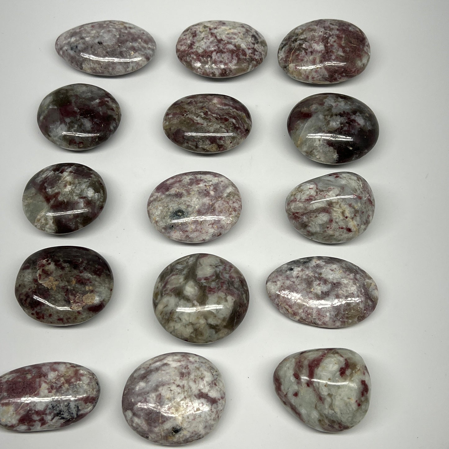 2.2 Lbs, 1.8"-2.5", 15pcs, Rubellite Tourmaline Palm-Stone Polished, B21036