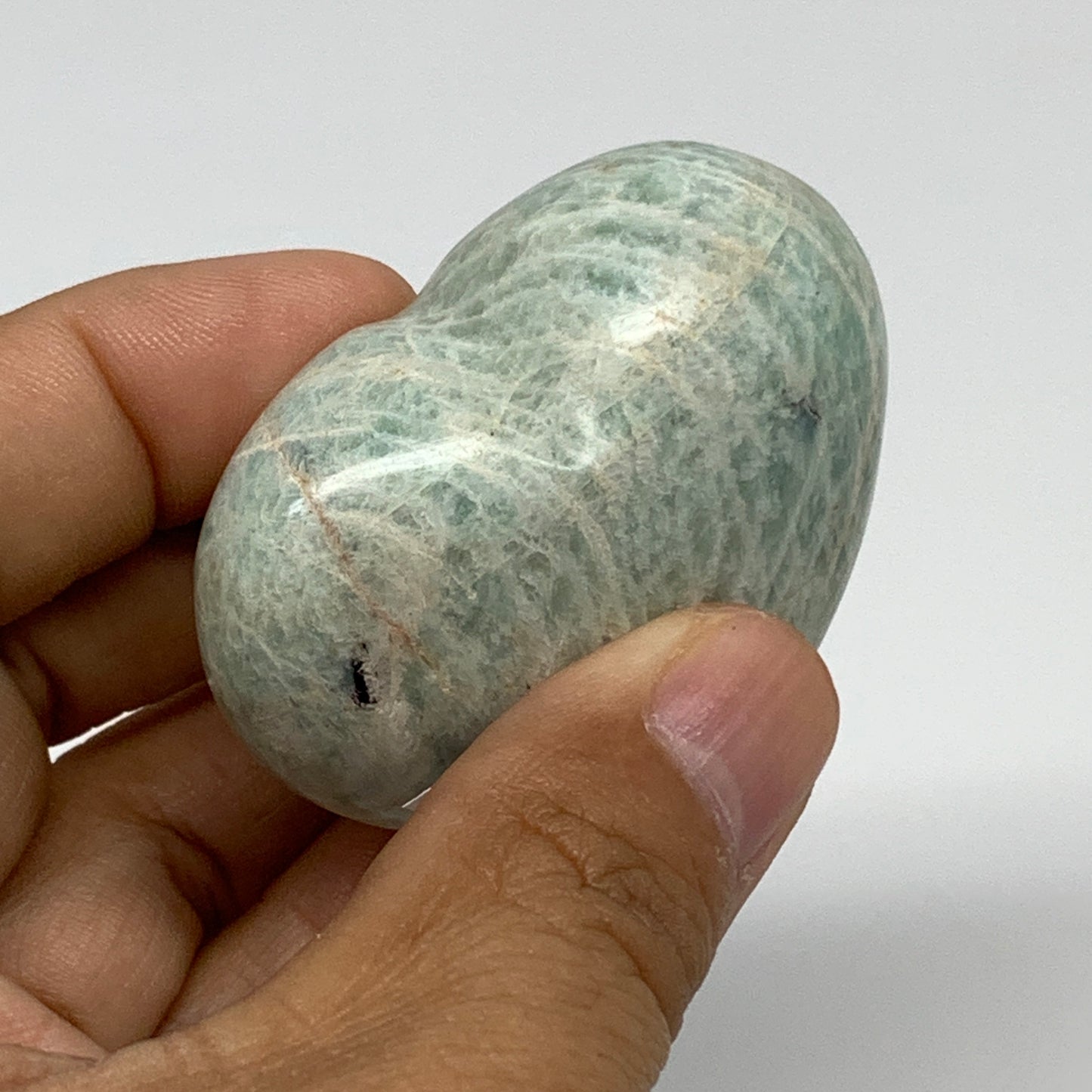 89.4g, 1.8"x"2.1"x1.1", Natural Amazonite Heart Polished Gemstone, B34734