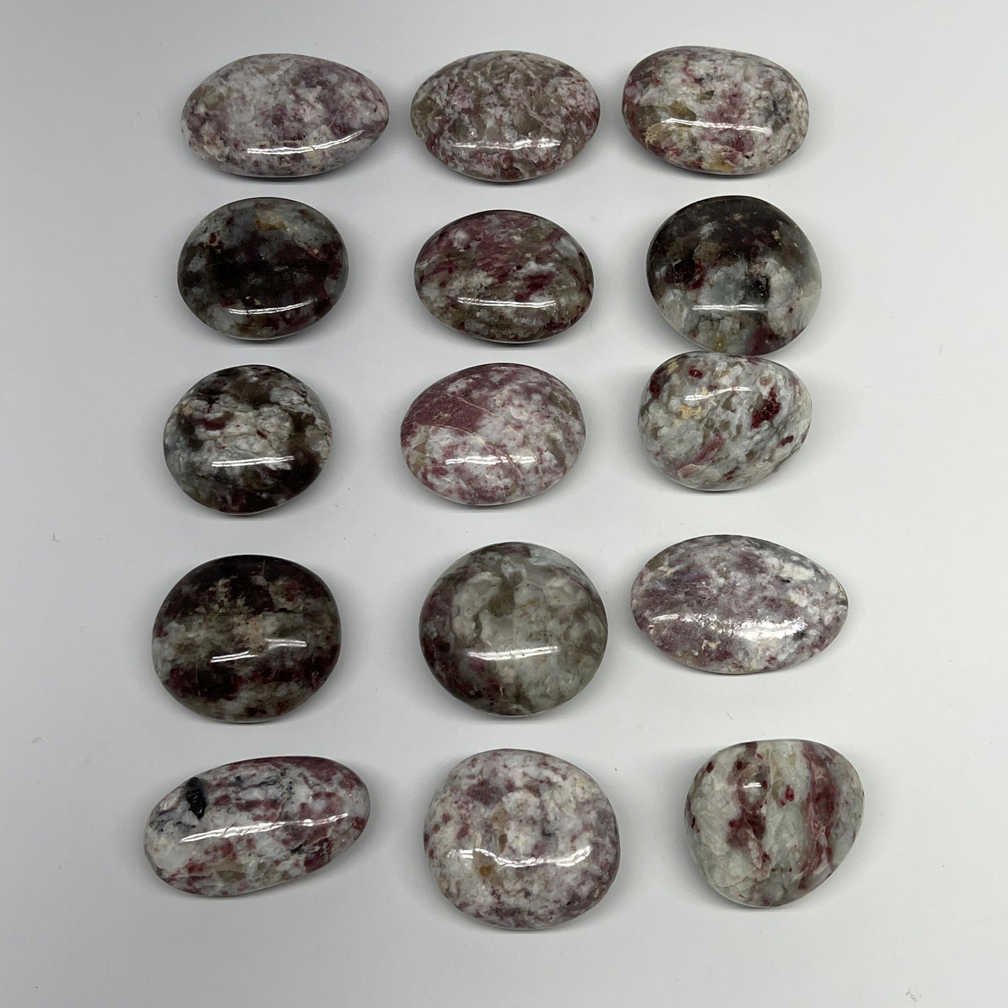 2.2 Lbs, 1.8"-2.5", 15pcs, Rubellite Tourmaline Palm-Stone Polished, B21036