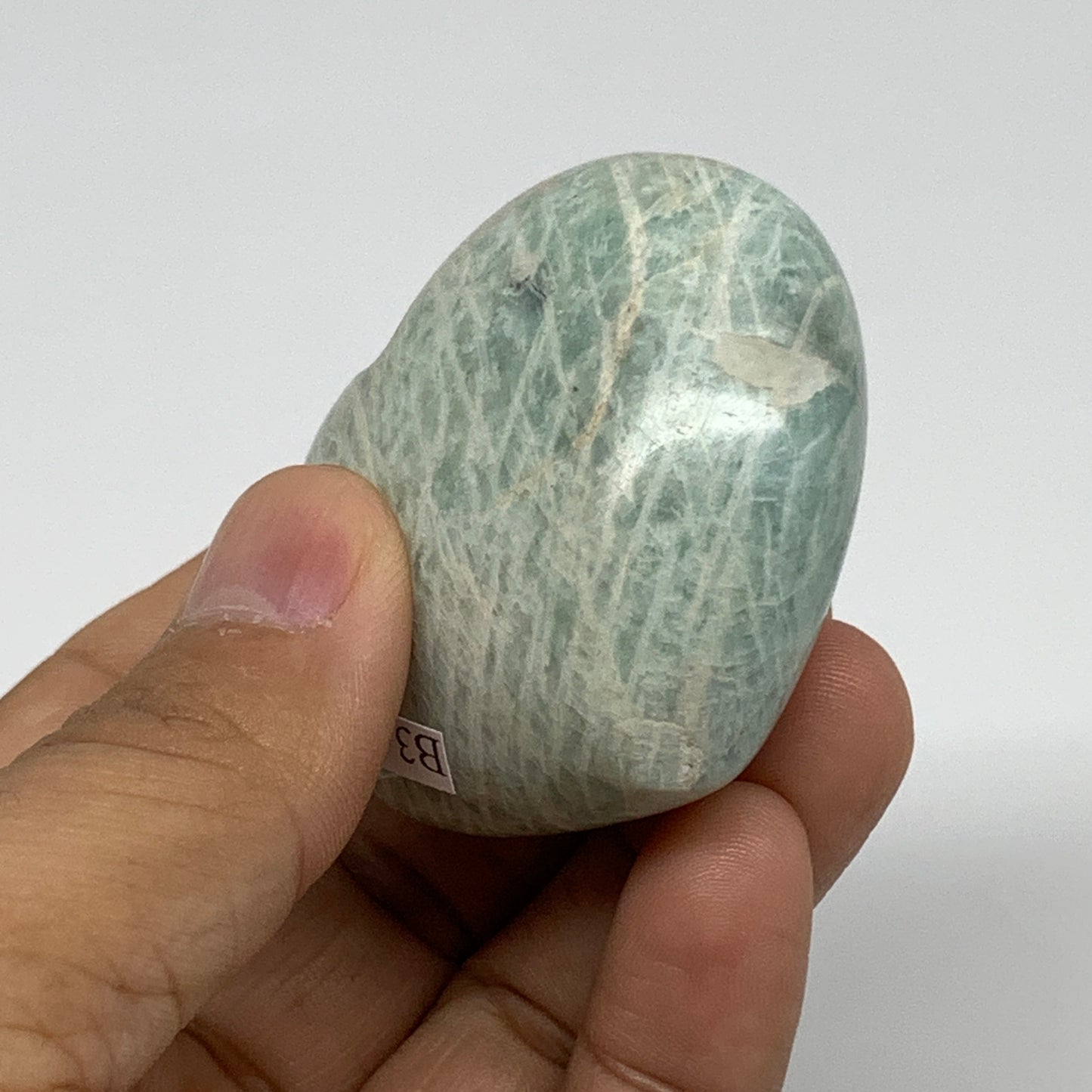 89.4g, 1.8"x"2.1"x1.1", Natural Amazonite Heart Polished Gemstone, B34734