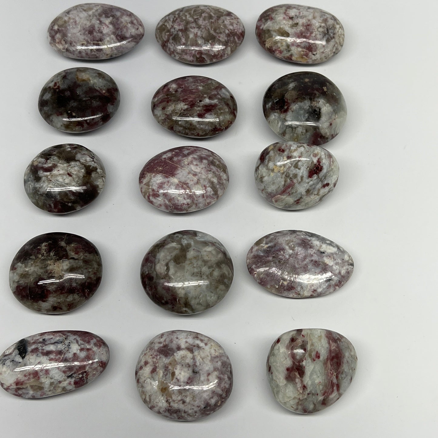 2.2 Lbs, 1.8"-2.5", 15pcs, Rubellite Tourmaline Palm-Stone Polished, B21036