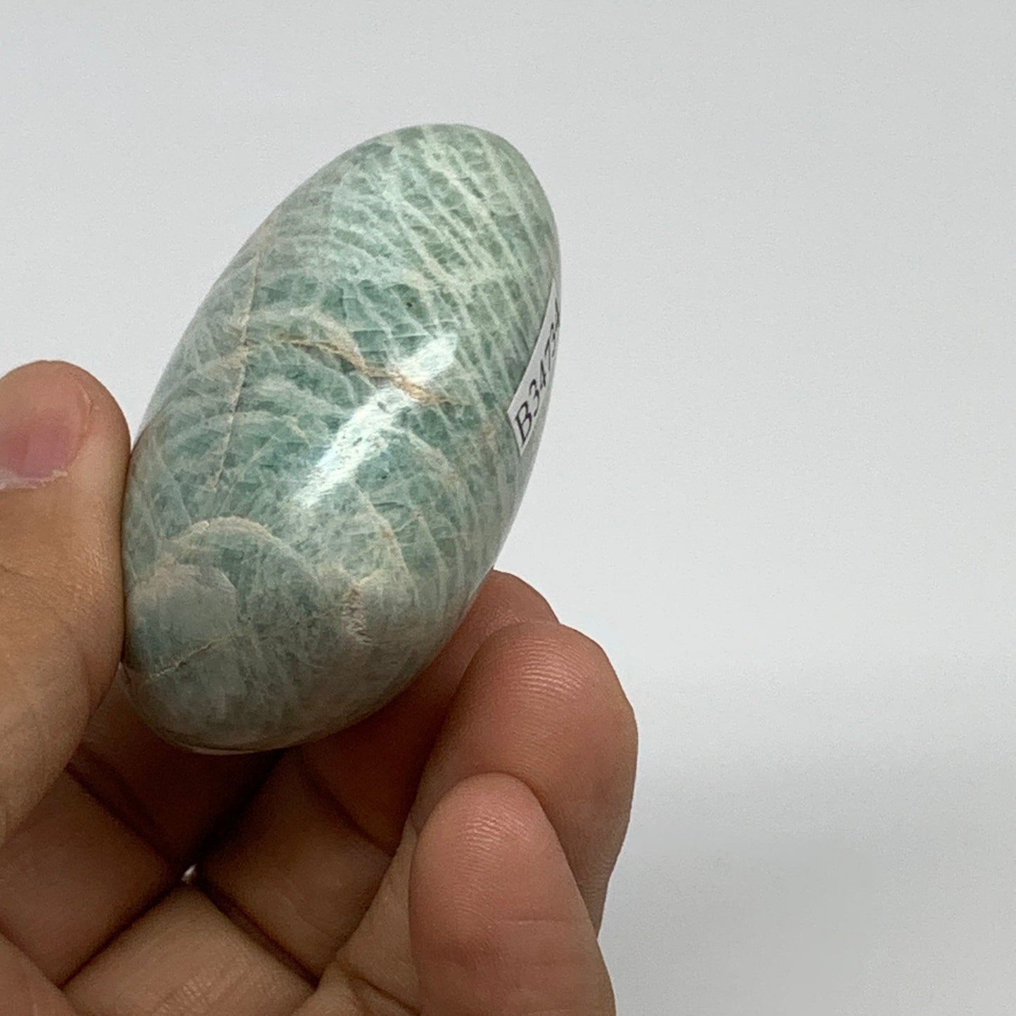 89.4g, 1.8"x"2.1"x1.1", Natural Amazonite Heart Polished Gemstone, B34734