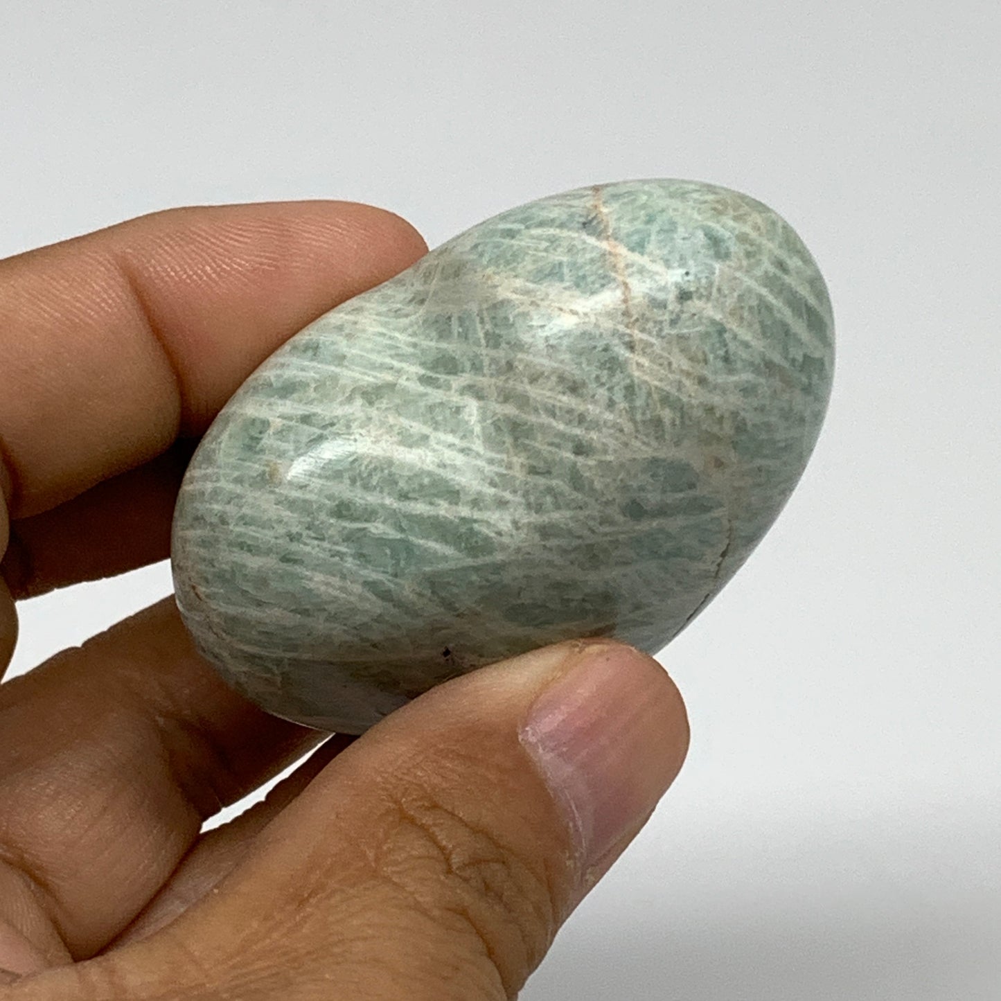 89.4g, 1.8"x"2.1"x1.1", Natural Amazonite Heart Polished Gemstone, B34734