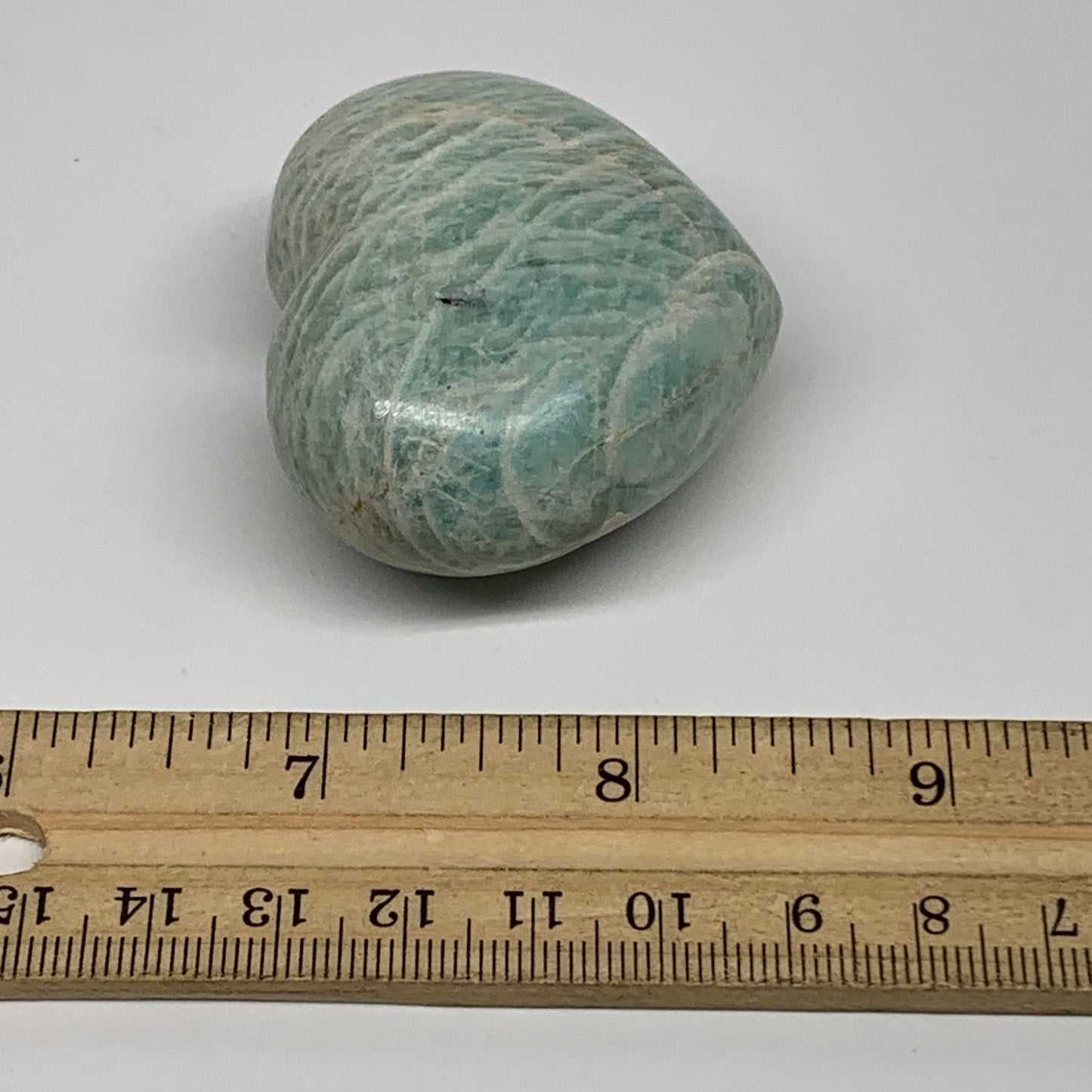 89.4g, 1.8"x"2.1"x1.1", Natural Amazonite Heart Polished Gemstone, B34734