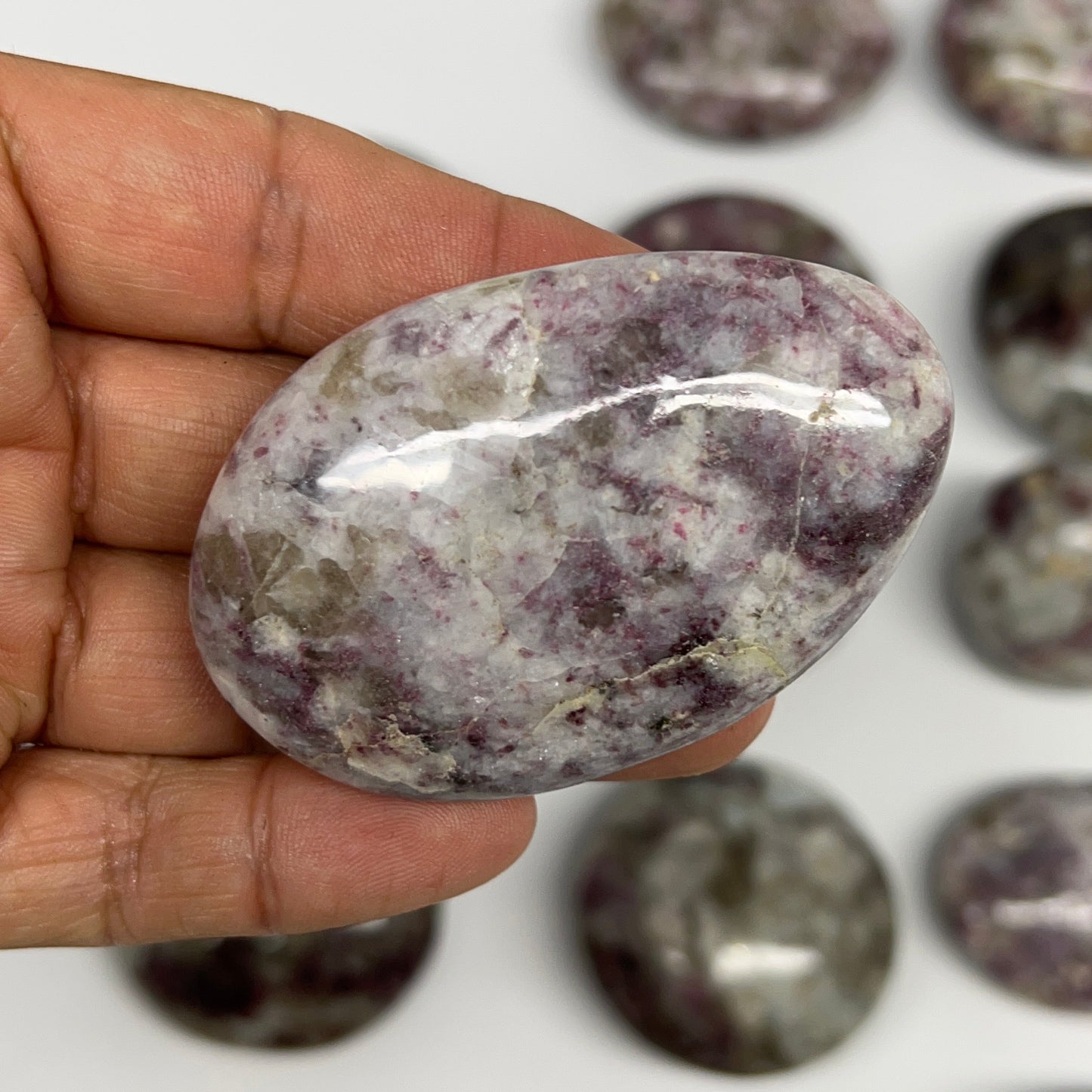 2.2 Lbs, 1.8"-2.5", 15pcs, Rubellite Tourmaline Palm-Stone Polished, B21036