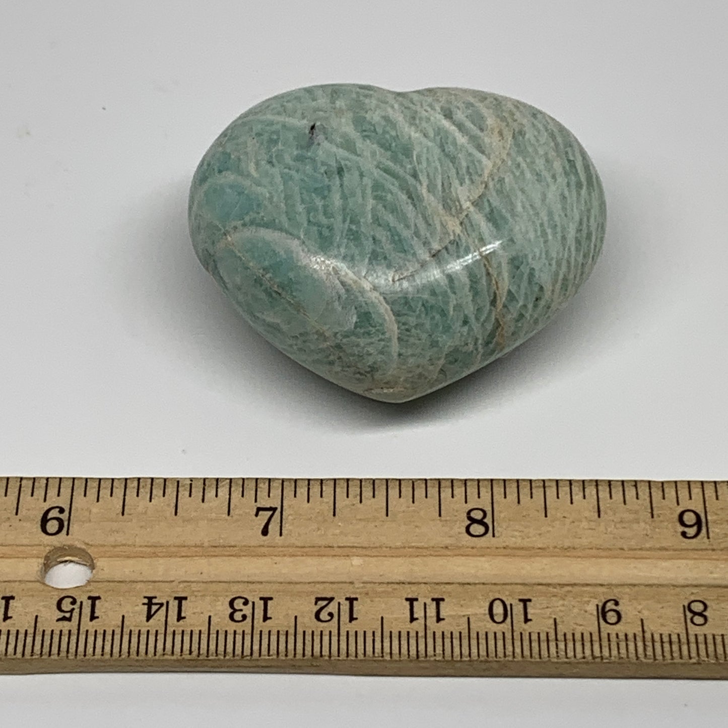 89.4g, 1.8"x"2.1"x1.1", Natural Amazonite Heart Polished Gemstone, B34734