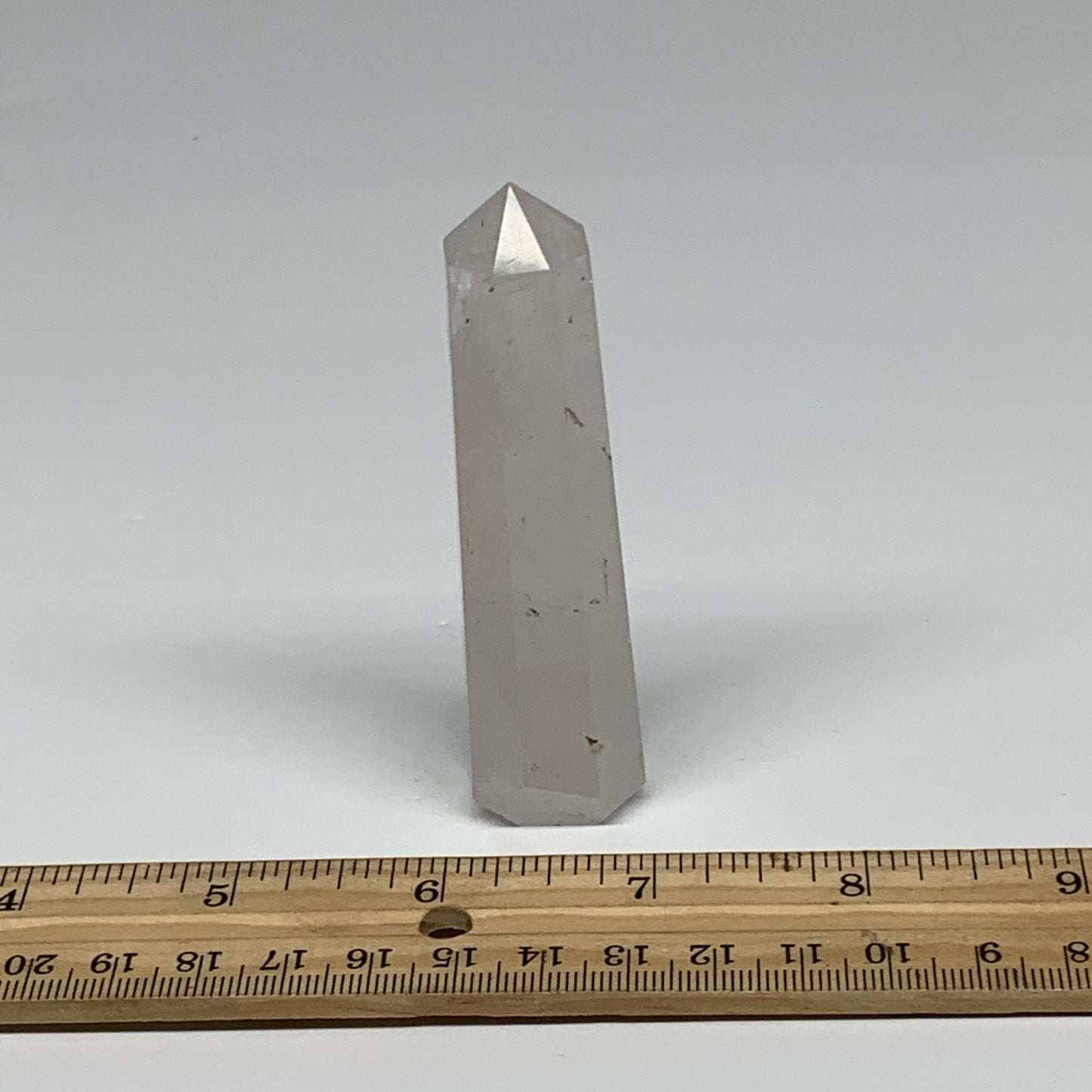 65.8g, 3.3"x0.9", Natural Quartz Crystal Tower Point Obelisk @India, B31358