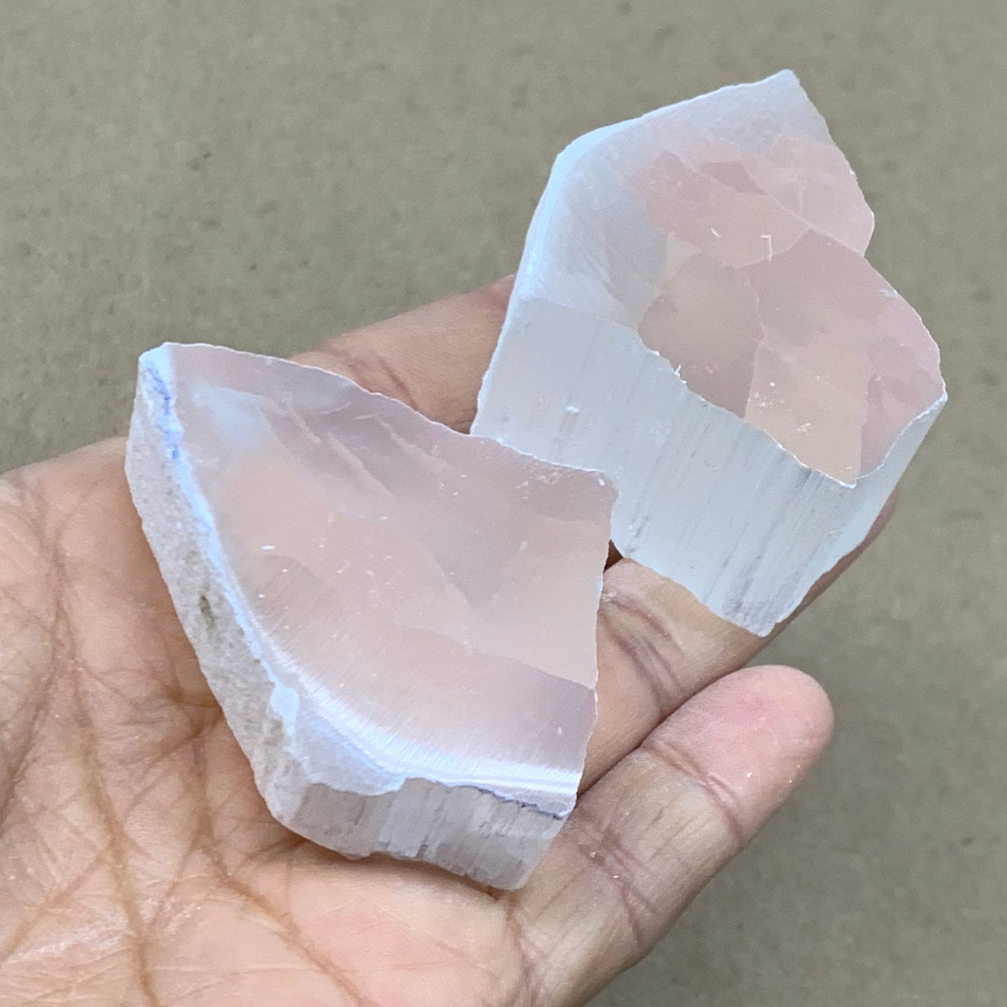 0.33 lbs, 2"-2.3", 2pcs, Natural Clear Selenite Crystal Slab Gemstone, B36933