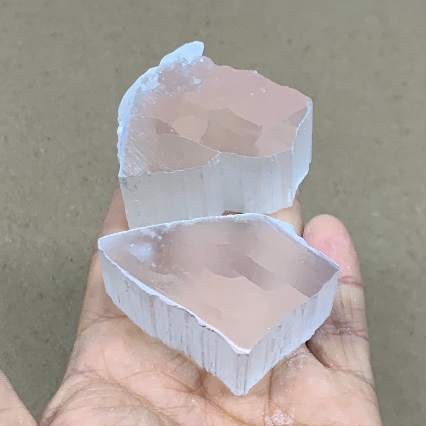 0.33 lbs, 2"-2.3", 2pcs, Natural Clear Selenite Crystal Slab Gemstone, B36933
