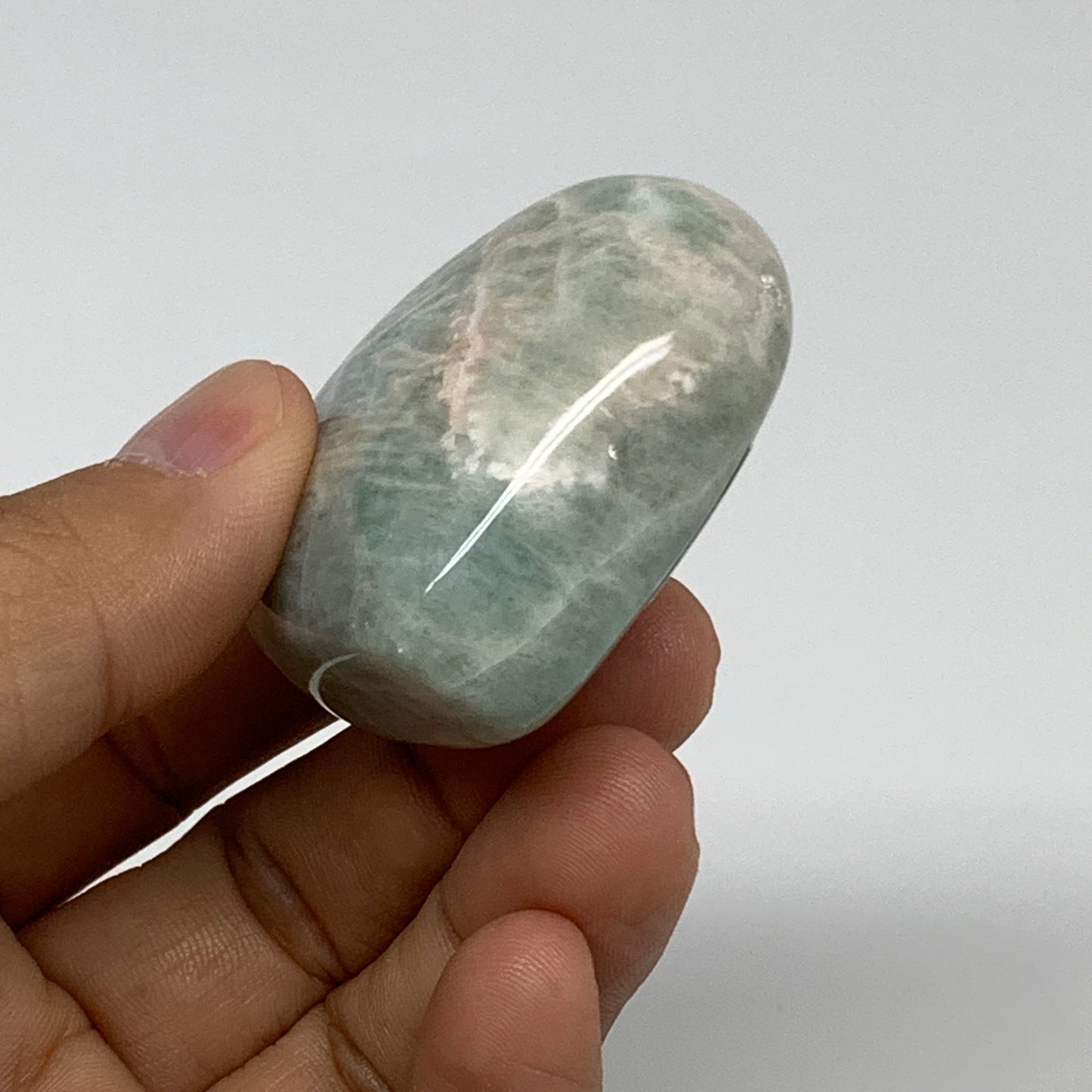 69.6g, 1.7"x"1.9"x0.9", Natural Amazonite Heart Polished Gemstone, B34735