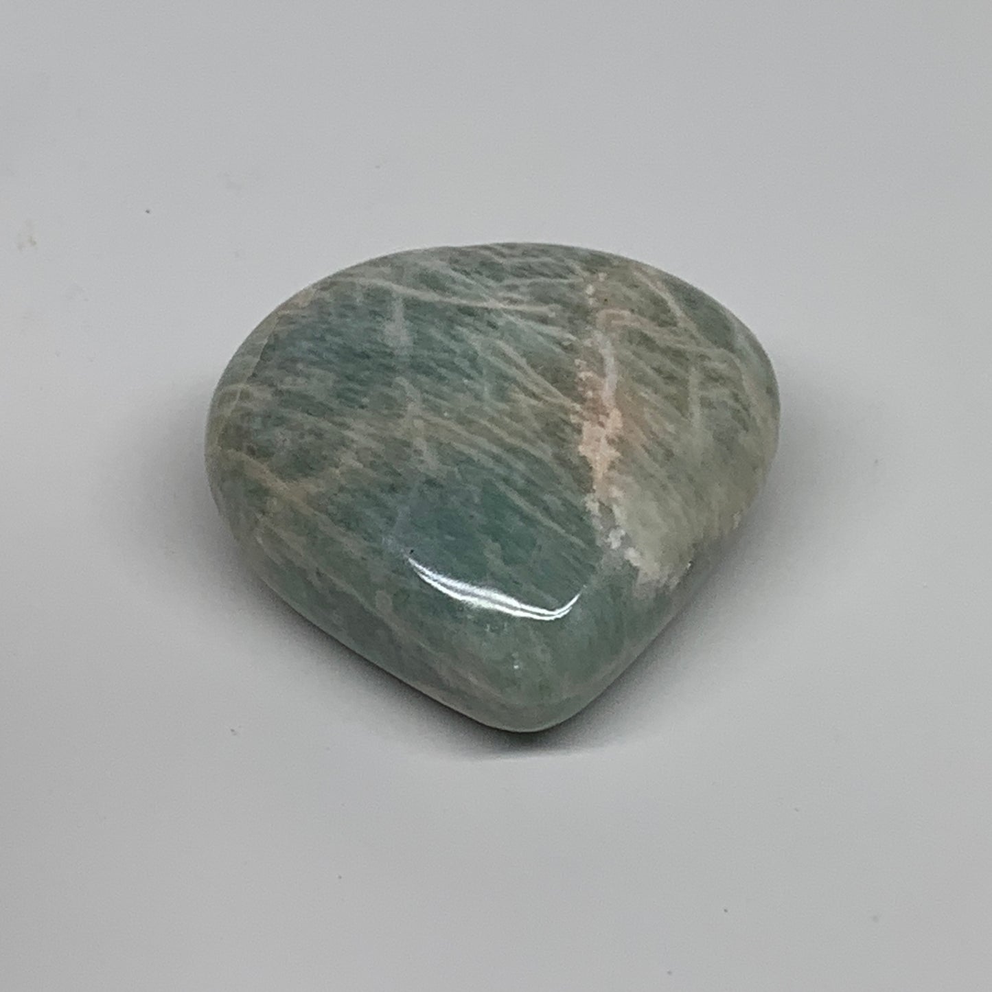69.6g, 1.7"x"1.9"x0.9", Natural Amazonite Heart Polished Gemstone, B34735