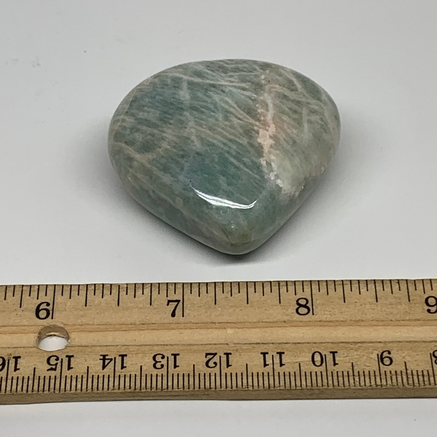 69.6g, 1.7"x"1.9"x0.9", Natural Amazonite Heart Polished Gemstone, B34735