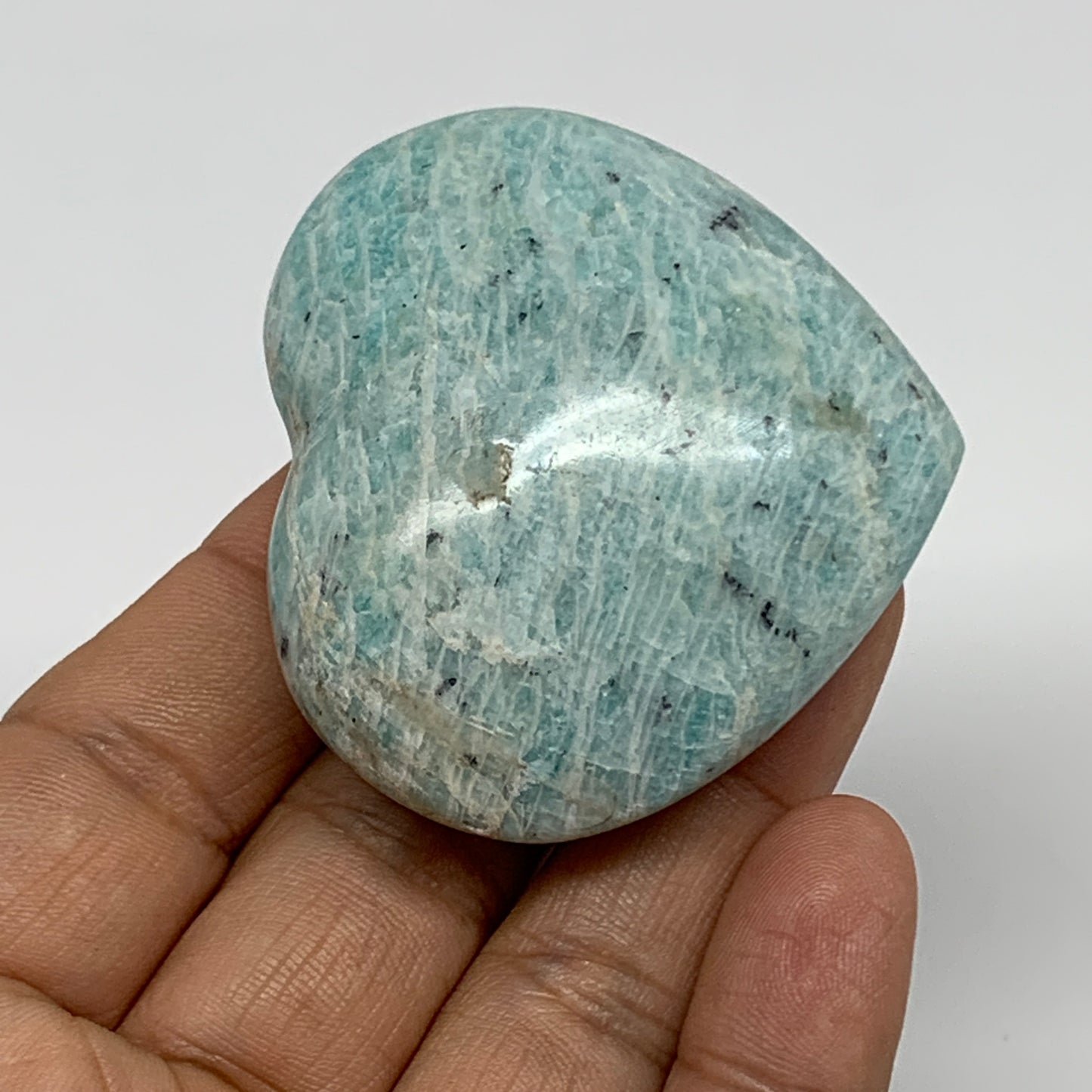 78.8g, 1.9"x"x2.2"x0.9", Natural Amazonite Heart Polished Gemstone, B34736