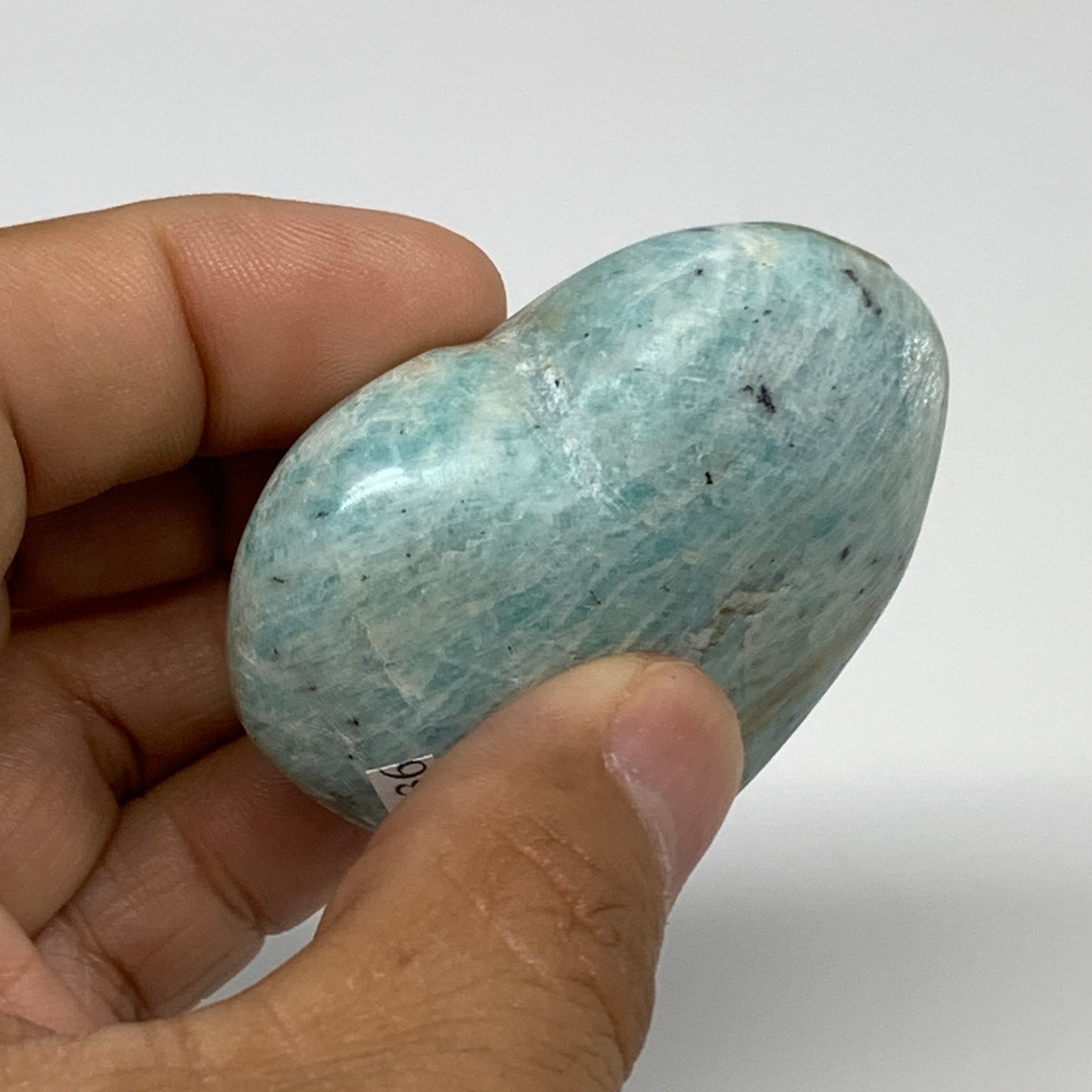78.8g, 1.9"x"x2.2"x0.9", Natural Amazonite Heart Polished Gemstone, B34736