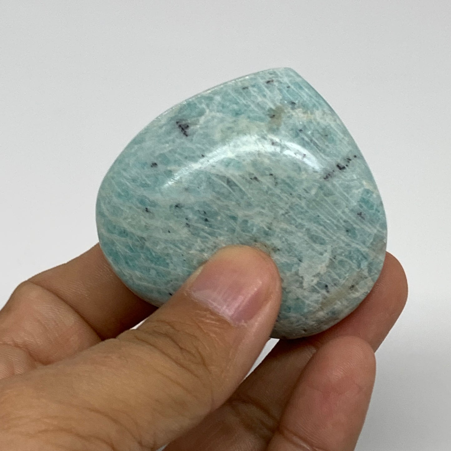 78.8g, 1.9"x"x2.2"x0.9", Natural Amazonite Heart Polished Gemstone, B34736