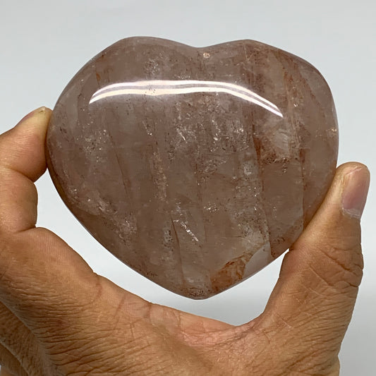 266.9g, 2.7"x3"x1.5" Red Hematoid Quartz Heart Crystal @Madagascar, B30518