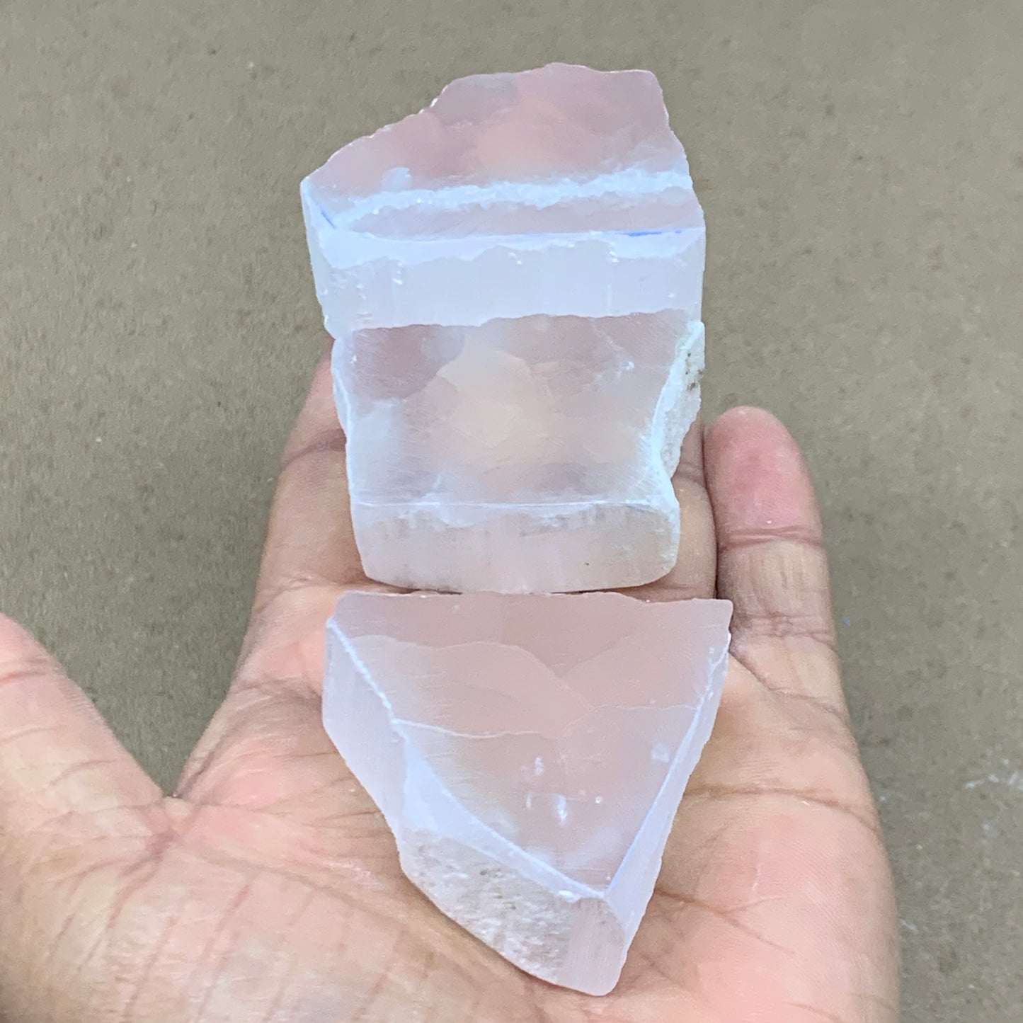 0.40 lbs, 1.6"-1.9", 3pcs, Natural Clear Selenite Crystal Slab Gemstone, B36934