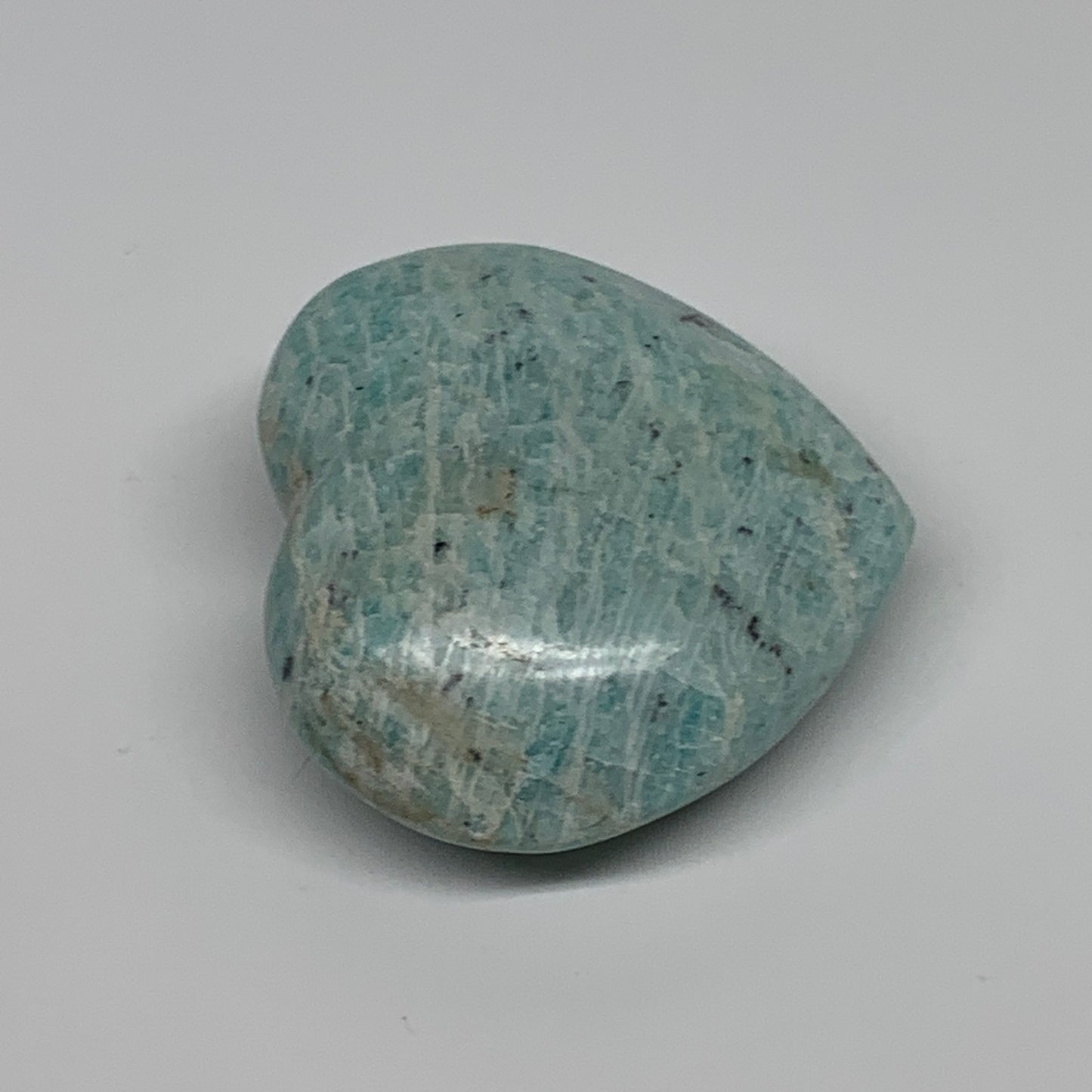 78.8g, 1.9"x"x2.2"x0.9", Natural Amazonite Heart Polished Gemstone, B34736