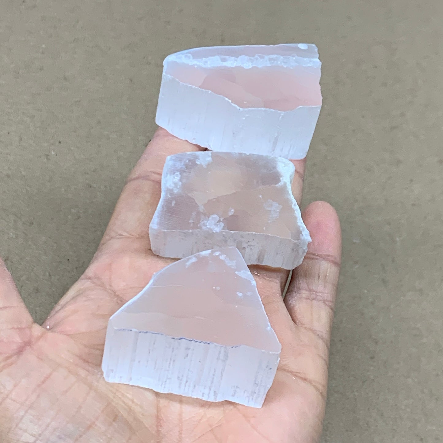 0.40 lbs, 1.6"-1.9", 3pcs, Natural Clear Selenite Crystal Slab Gemstone, B36934