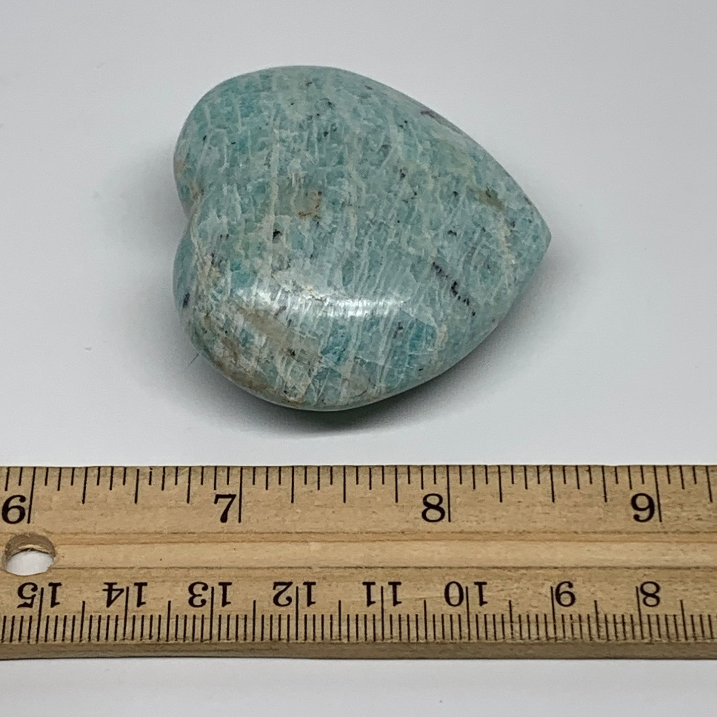78.8g, 1.9"x"x2.2"x0.9", Natural Amazonite Heart Polished Gemstone, B34736