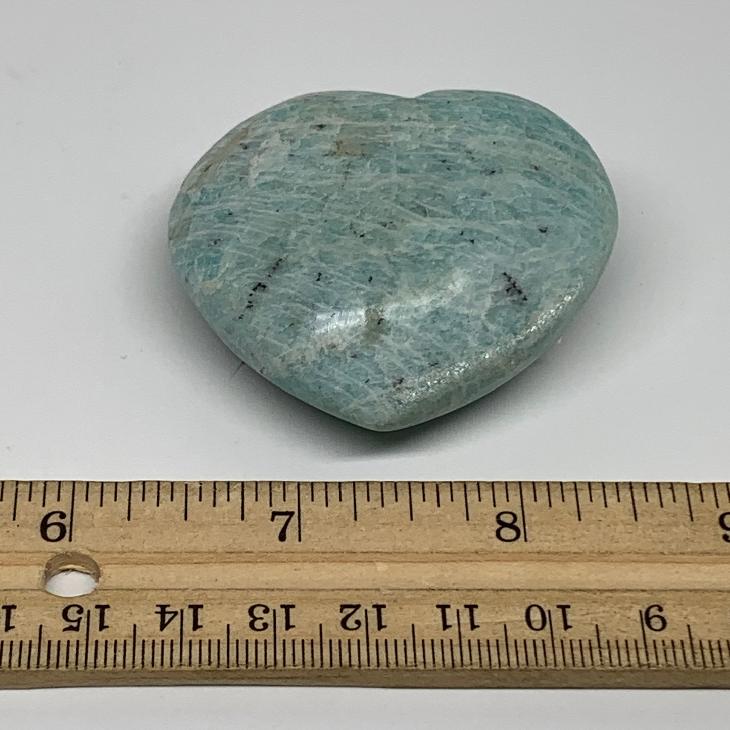 78.8g, 1.9"x"x2.2"x0.9", Natural Amazonite Heart Polished Gemstone, B34736