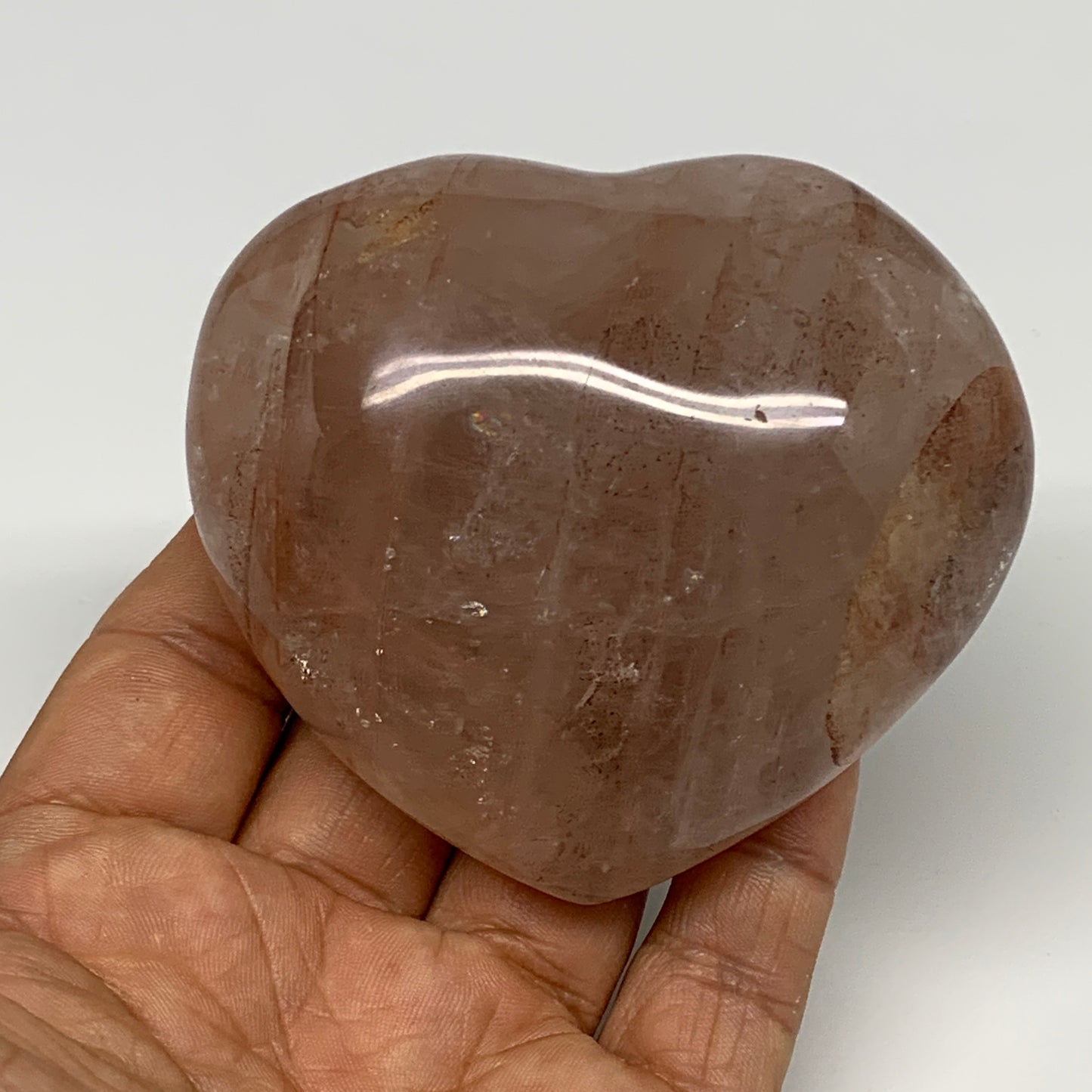 266.9g, 2.7"x3"x1.5" Red Hematoid Quartz Heart Crystal @Madagascar, B30518