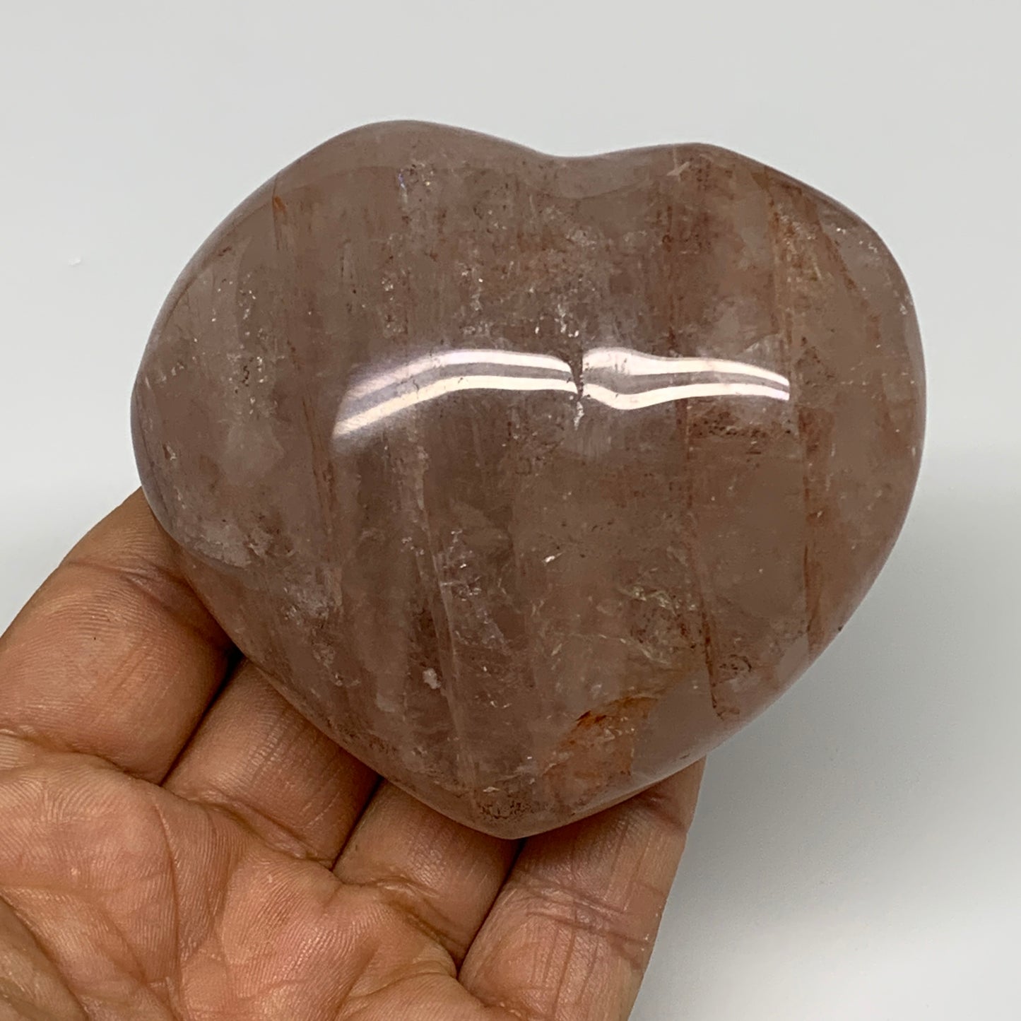 266.9g, 2.7"x3"x1.5" Red Hematoid Quartz Heart Crystal @Madagascar, B30518