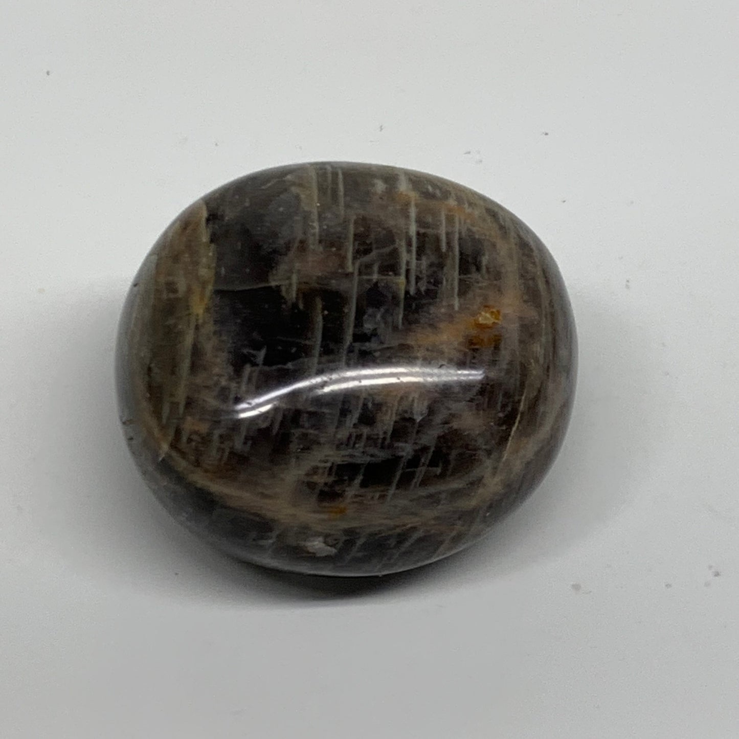 105.2g, 1.9"x1.8"x1.2",  Black Moonstone Crystal Palm-Stone Polished, B37771
