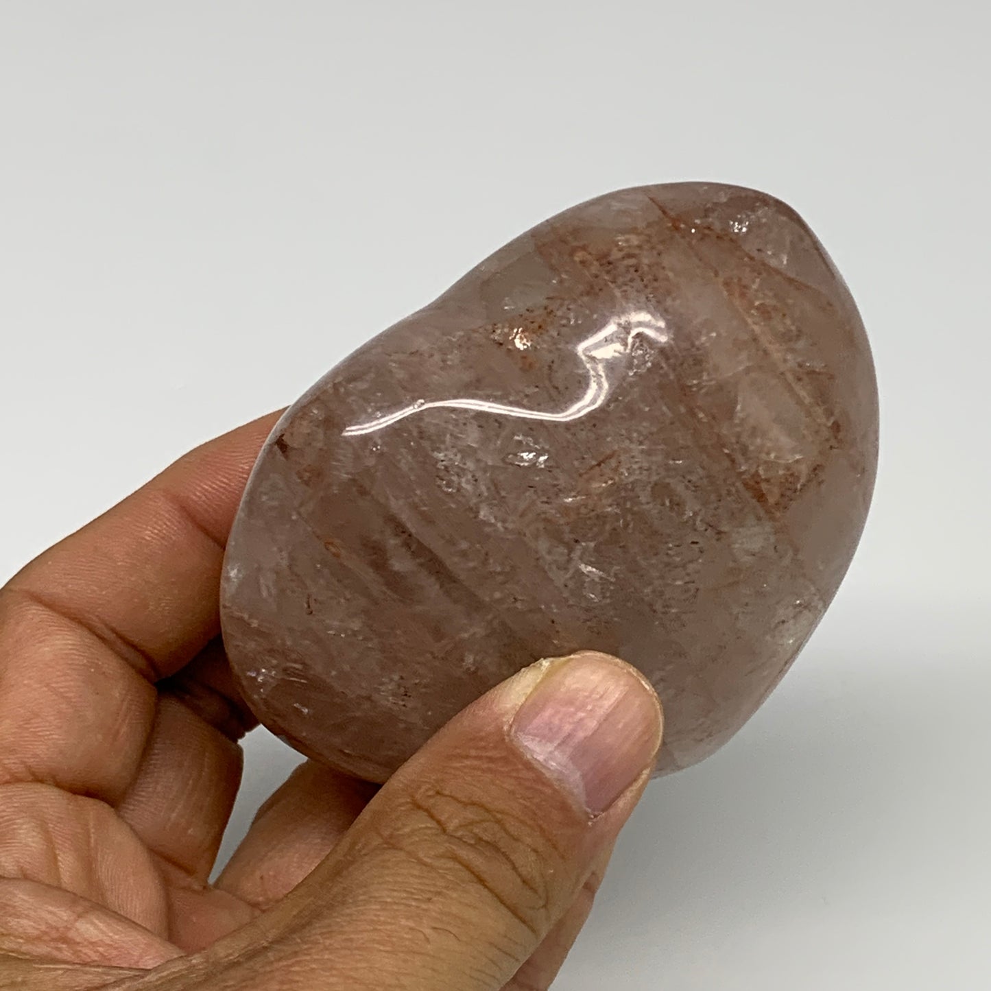 266.9g, 2.7"x3"x1.5" Red Hematoid Quartz Heart Crystal @Madagascar, B30518