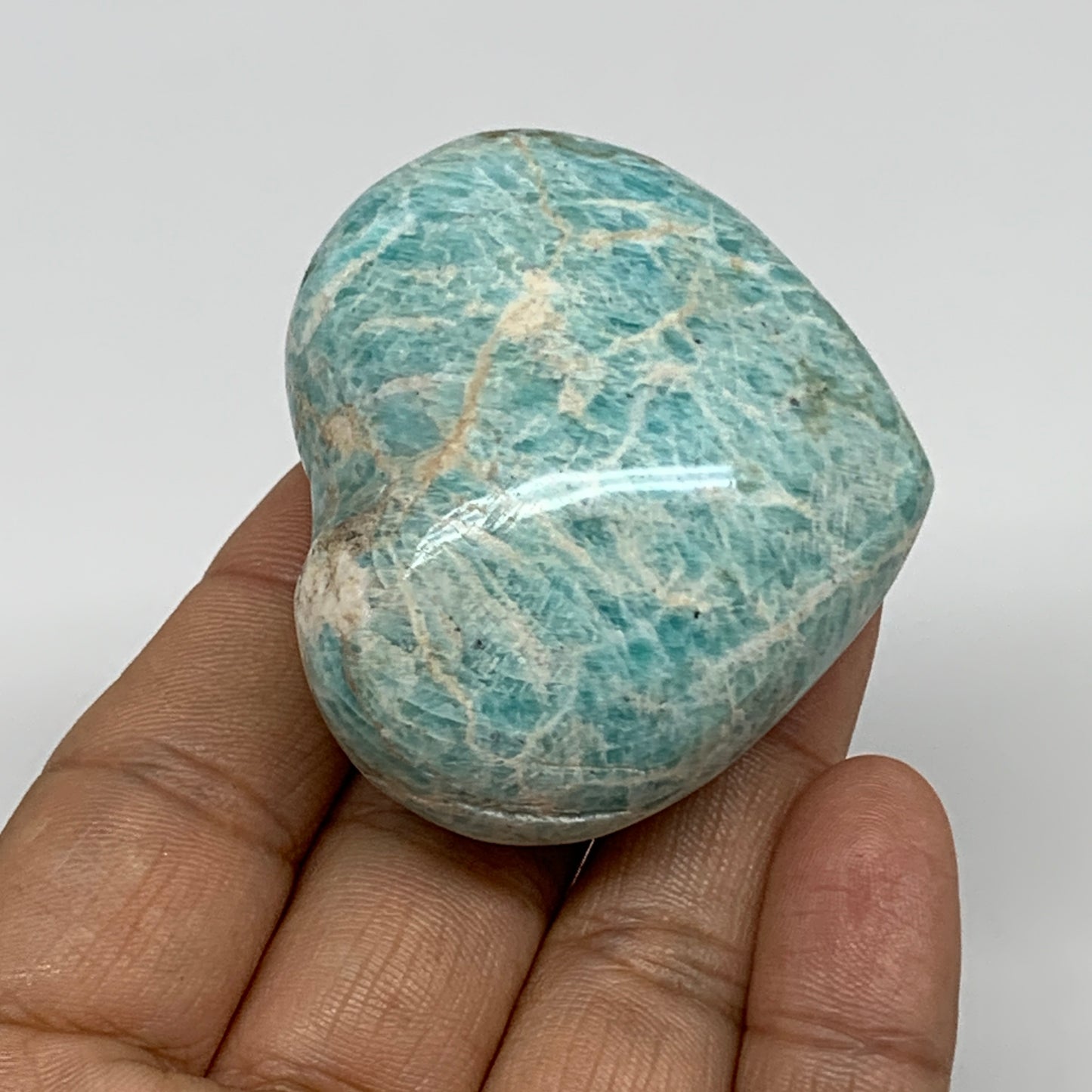 94.5g, 1.8"x"x2.1"x1.1", Natural Amazonite Heart Polished Gemstone, B34737