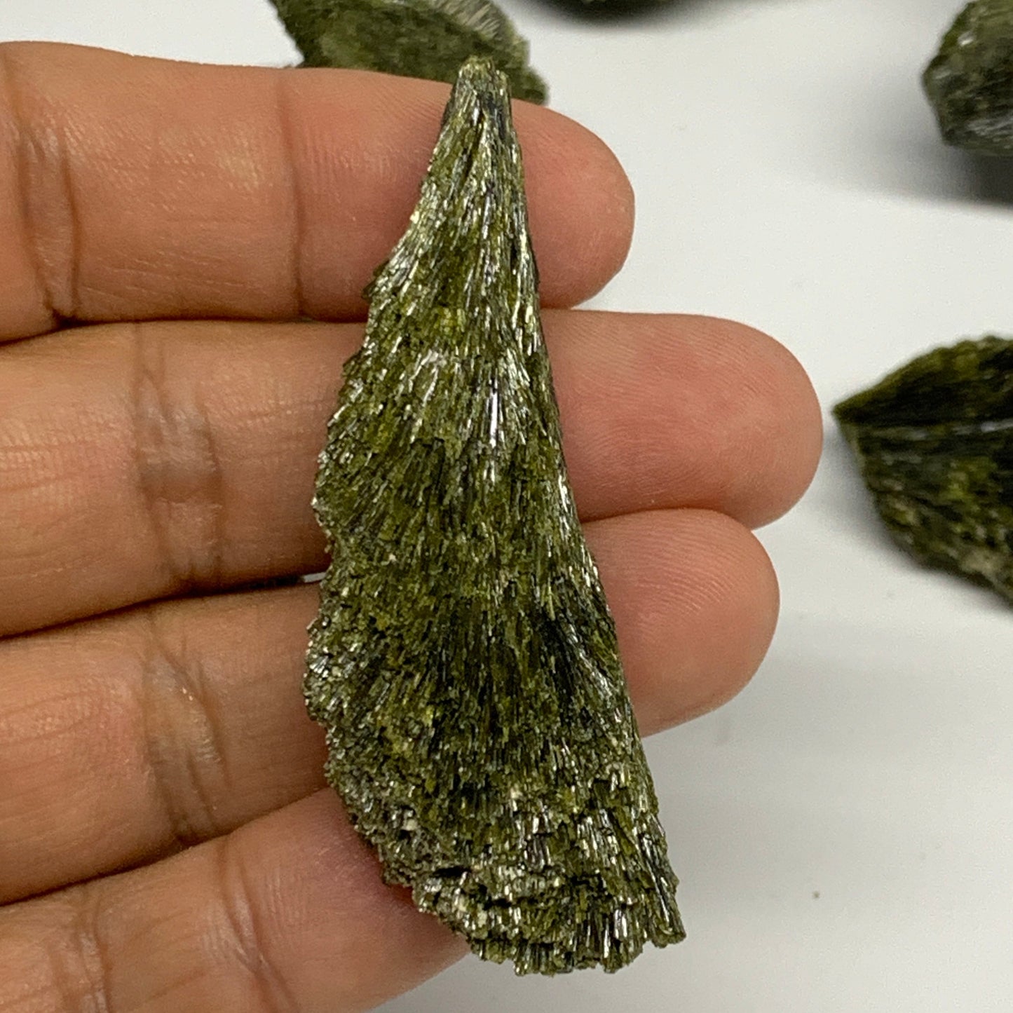 1.48 lbs, 1.5"-2.5", 15pcs,Green Epidote Leaf/Cluster Minerals Specimens,B27483