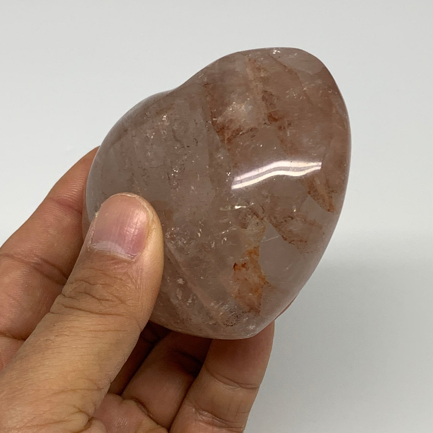 266.9g, 2.7"x3"x1.5" Red Hematoid Quartz Heart Crystal @Madagascar, B30518